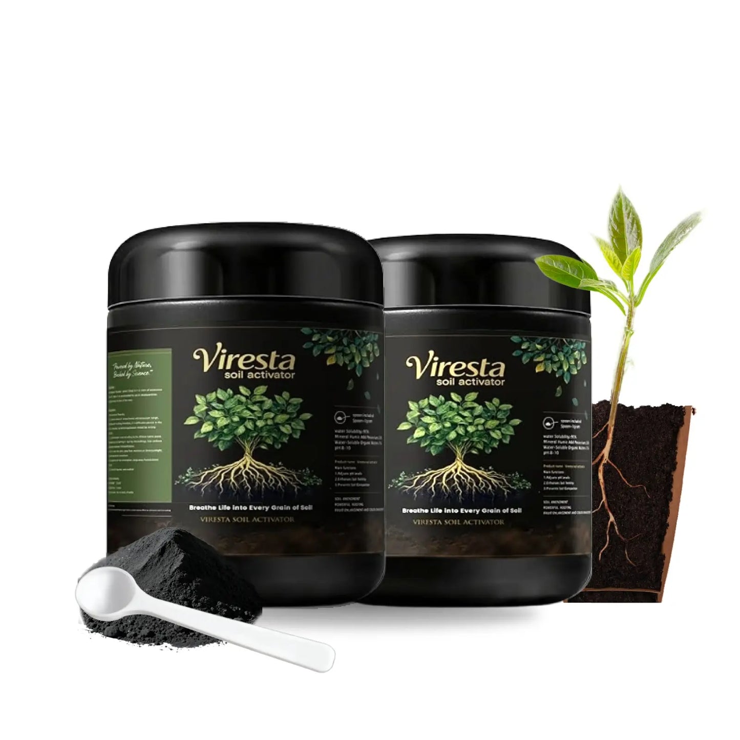 Viresta Soil Revitalizer - Concentrated Humic Acid Conditioner for Lawns, Gardens, Fruit Trees, Vegetables, and Potted Plants, Yields Up to 266 Gallons, 13.8 Oz