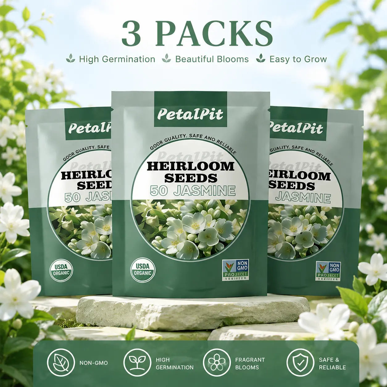 For 50 Non-Gmo Climbing Silver Jasmine Seeds - Aromatic Evergreen, Ideal Decor Choice for Garden & Balcony