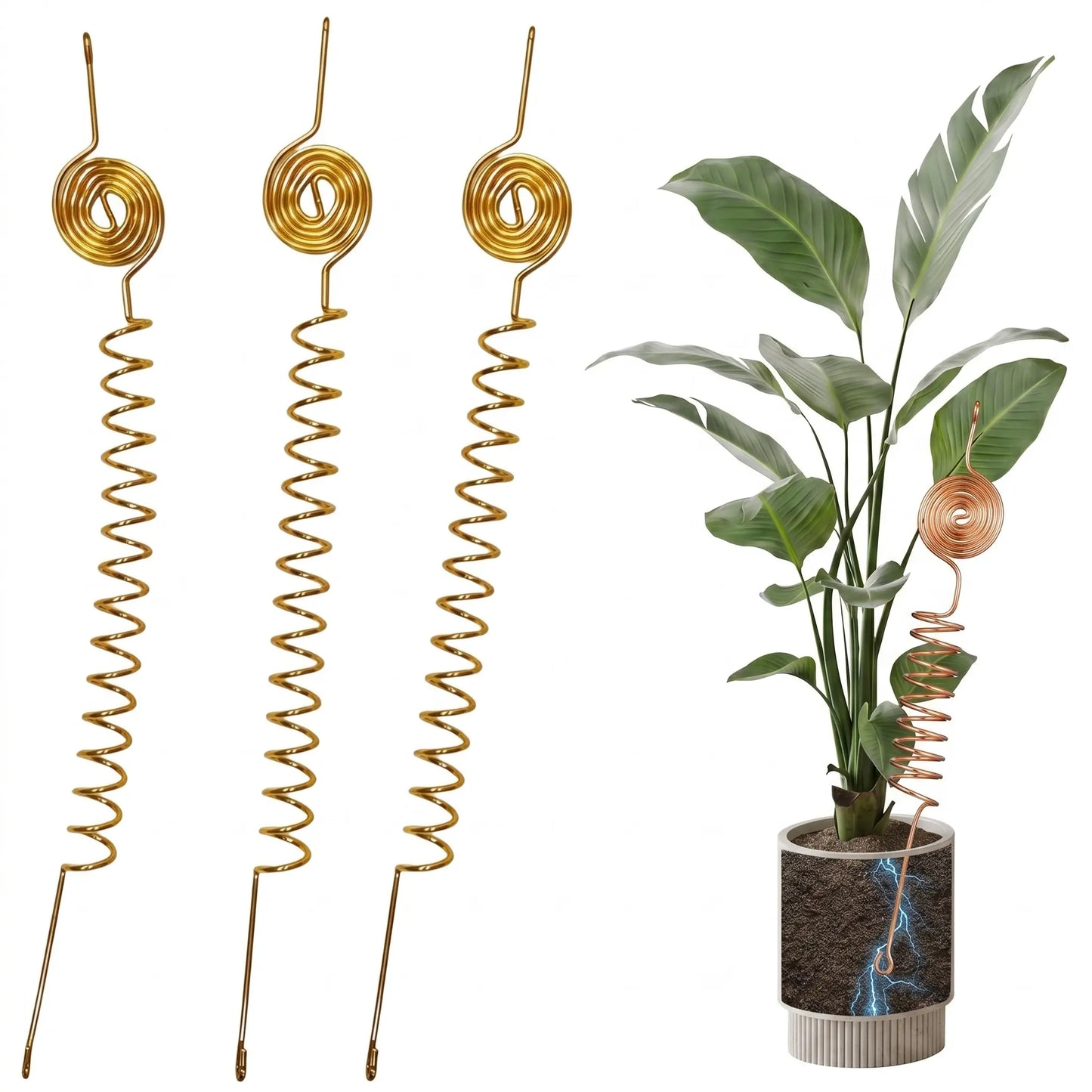 Electroculture Copper Gardening Antenna Kit, 10-Gauge 99% Copper Wire, Plant Stakes, Tensor Rings, Electronic Planting for Vegetables, Garden Essentials, Garden Supplies