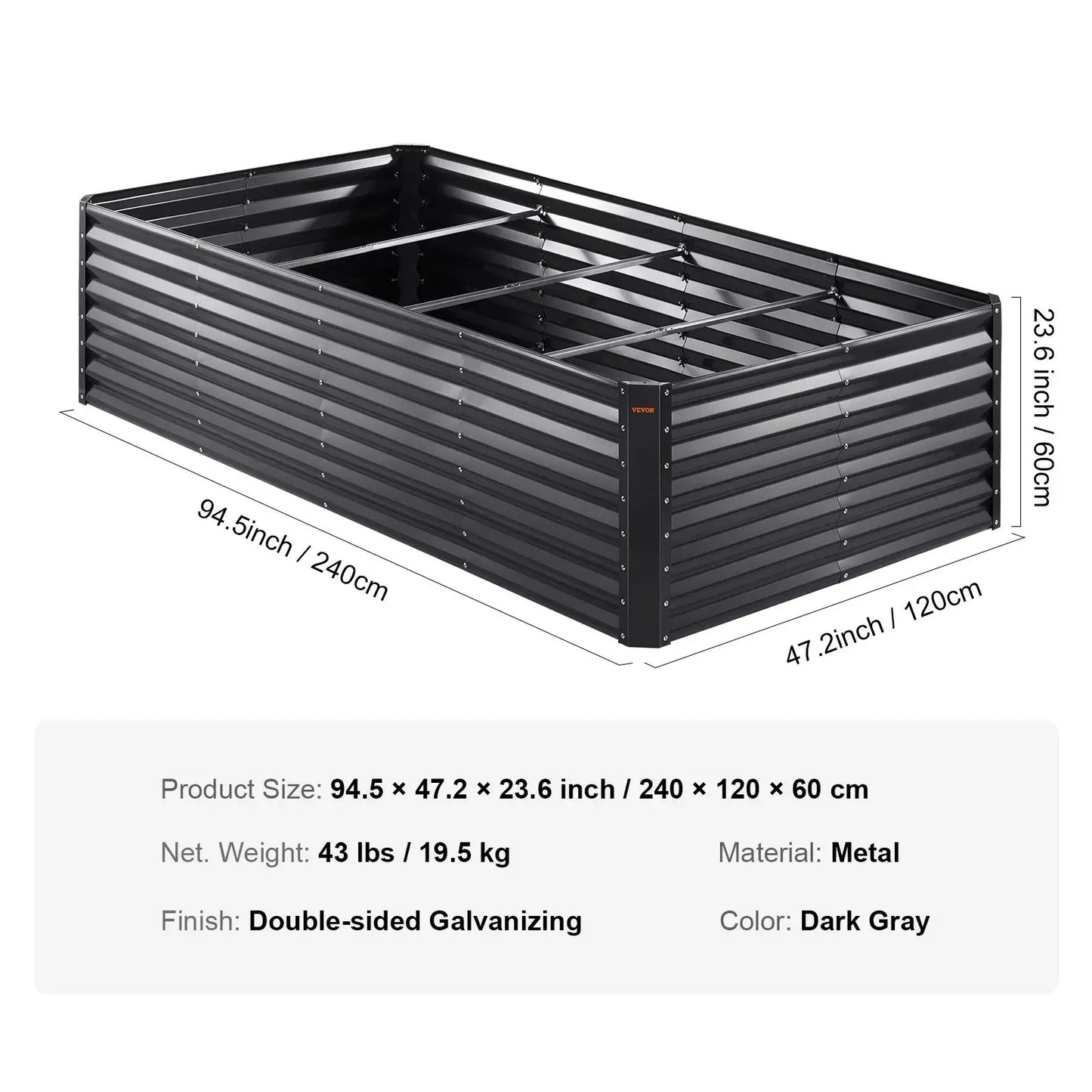 【Dealsforyoudays】Vevor Galvalume Metal Raised Garden Bedgray Outdoor Planter Box with Open Bottom Designlarge Raised Garden Beds for Growing Vegetablesflowers, Garden Boxes Outdoor Raised, Planting Container