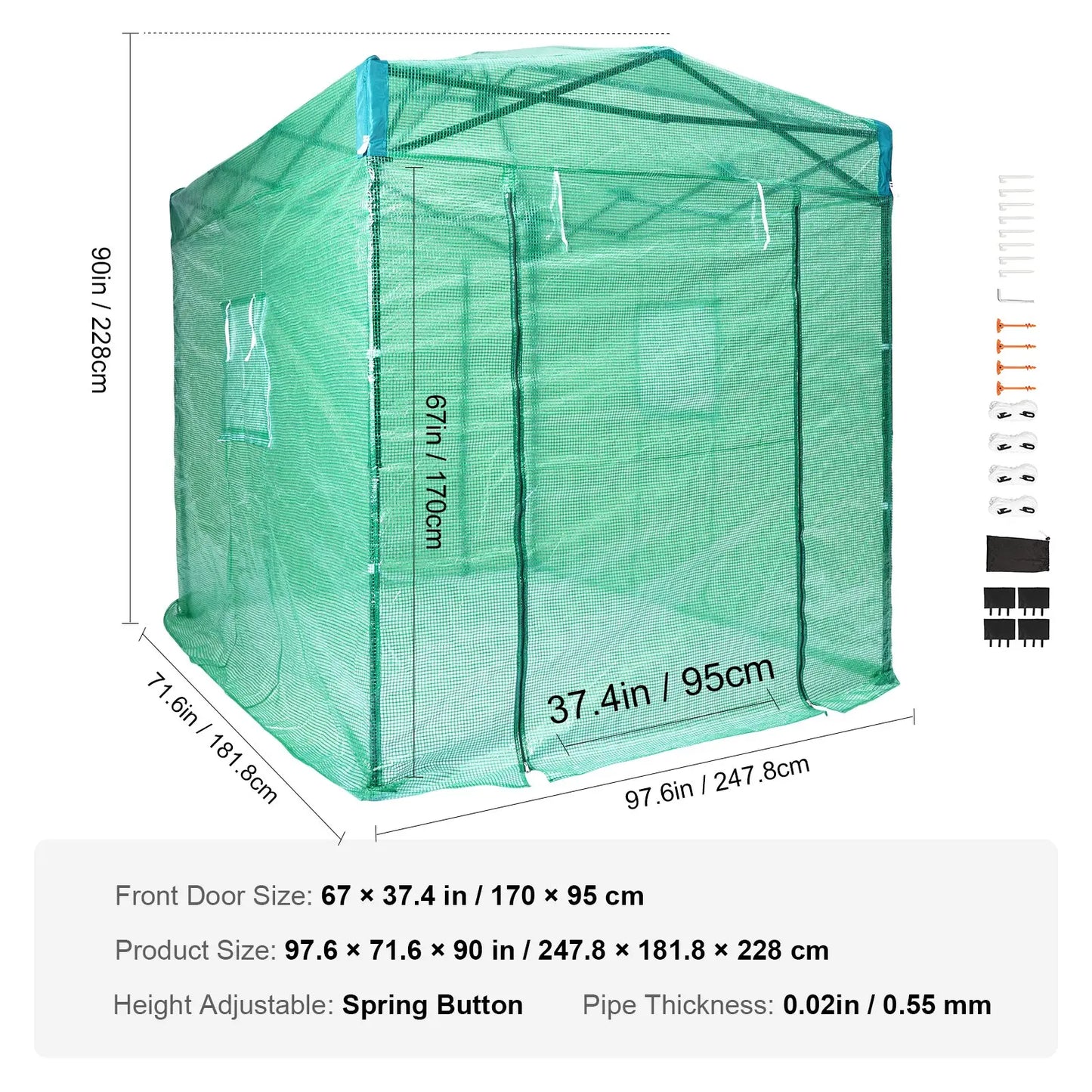 【Fathersdaygift】Vevor Walk-In Tunnel Greenhouse Portable Hot Housemax. 20 X 10 X 7 Ftgalvanized Steel Hoops3 Top Beams2 Zippered Doorsdiagonal Poles, Tunnel Enclosure Houses,Campingessentials,Outdoorfurnitureset,Campinggear
