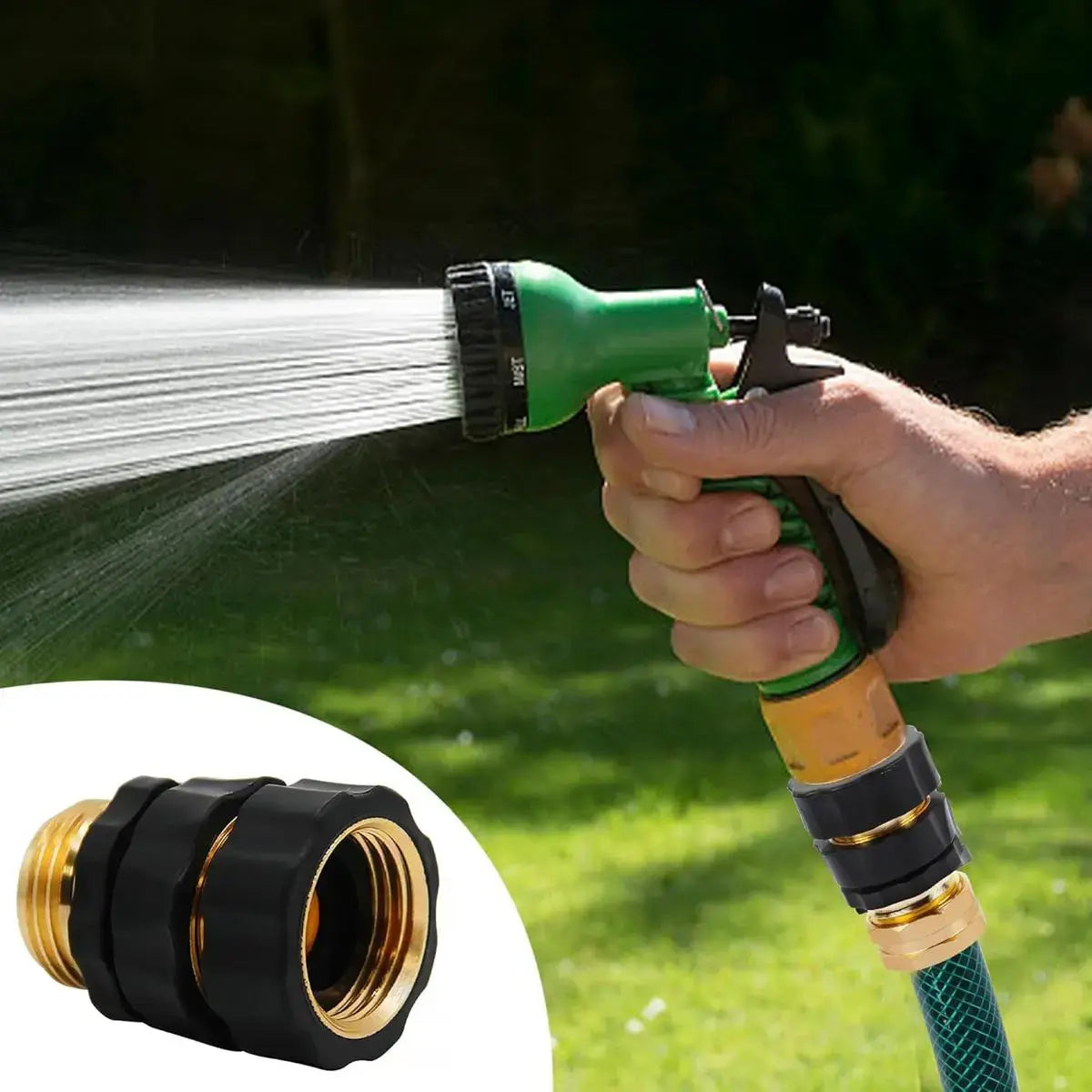 Garden Hose Quick Connector, 3/4 Inch Male and Female Garden Hose Fitting Quick Connector Rubber Washers Leak Proof Durable Aluminum,4 Set Fathersdaygift