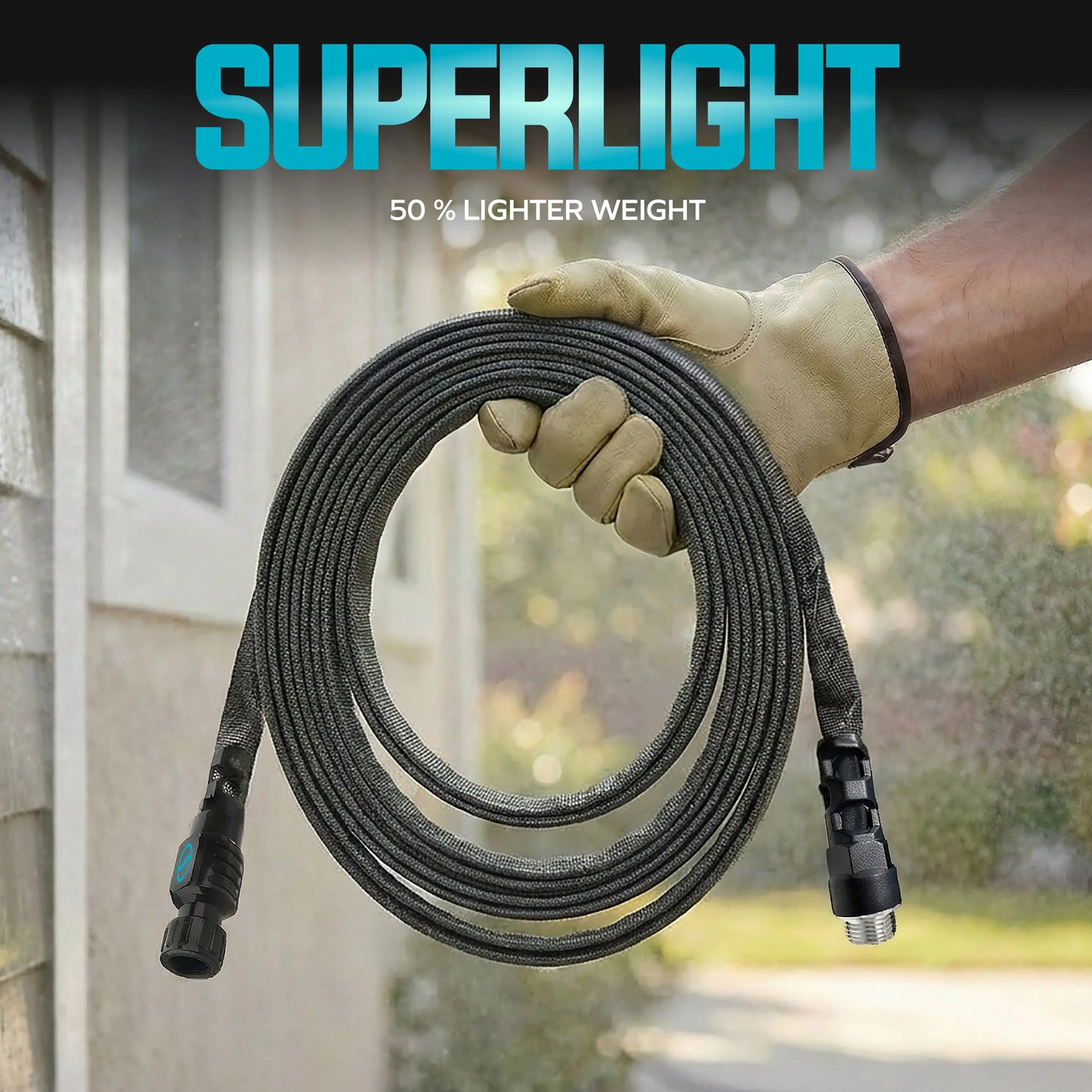 【Dealsforyoudays】Aqua Joe Kink + Twist-Resistant Weather-Resistant Fiberjacket Garden Hose | 50-Foot | 5/8-Inch Diameter