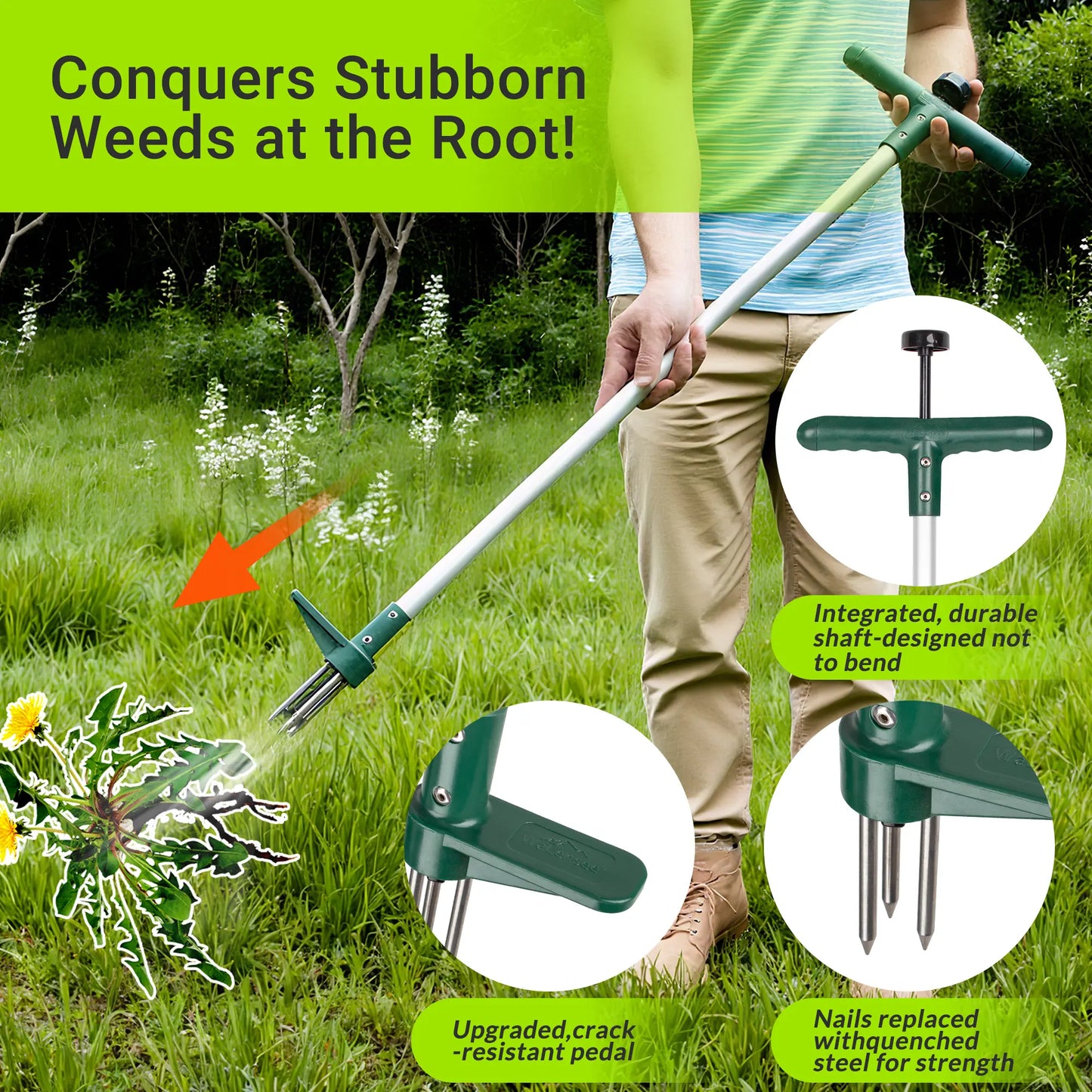 Walensee Stand-Up Lawn Root Puller for Dandelions & Deep-Root Plants — No-Bend Design, Perfect for Homeowners & Fall Yard Care, Black Friday Deal