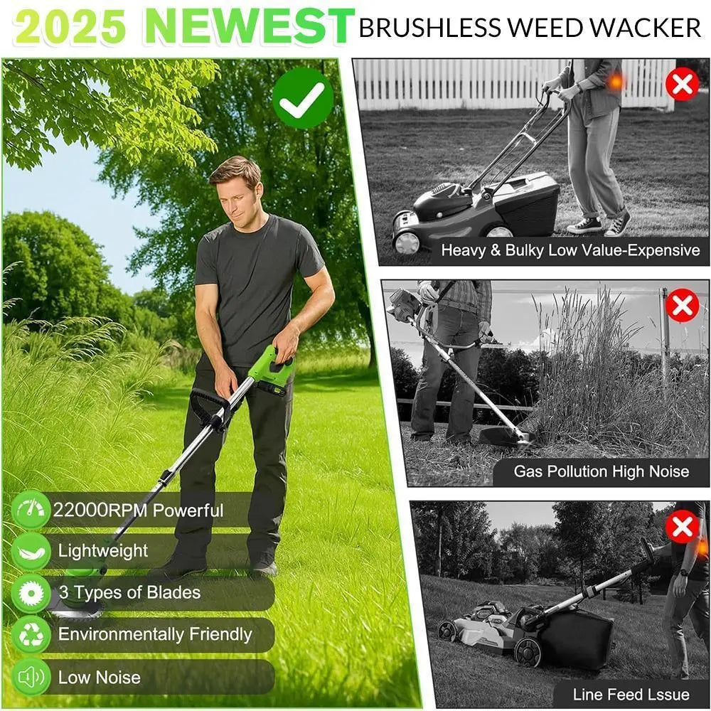 Kepeak Cordless Weed Trimmer with Dual Rechargeable Batteries, Electric Grass Edger Featuring Adjustable Height and 90° Rotating Head, Lightweight Lawn Care Tool for Yards, Patios, and Flower Beds