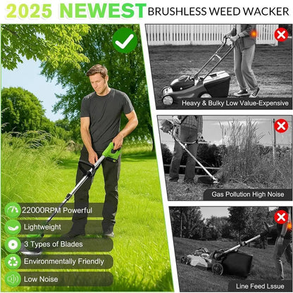 Kepeak Cordless Weed Trimmer with Dual Rechargeable Batteries, Electric Grass Edger Featuring Adjustable Height and 90° Rotating Head, Lightweight Lawn Care Tool for Yards, Patios, and Flower Beds