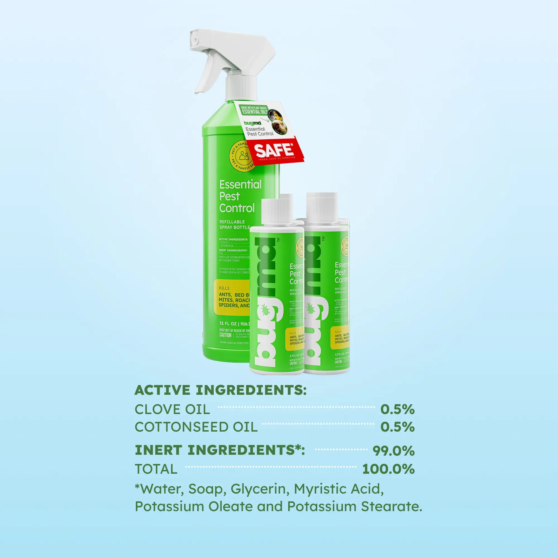 Bugmd Essential Pest Control Concentrate – Natural Ant, Roach, Spider Killer for Indoor & Outdoor Use with Essential Oils