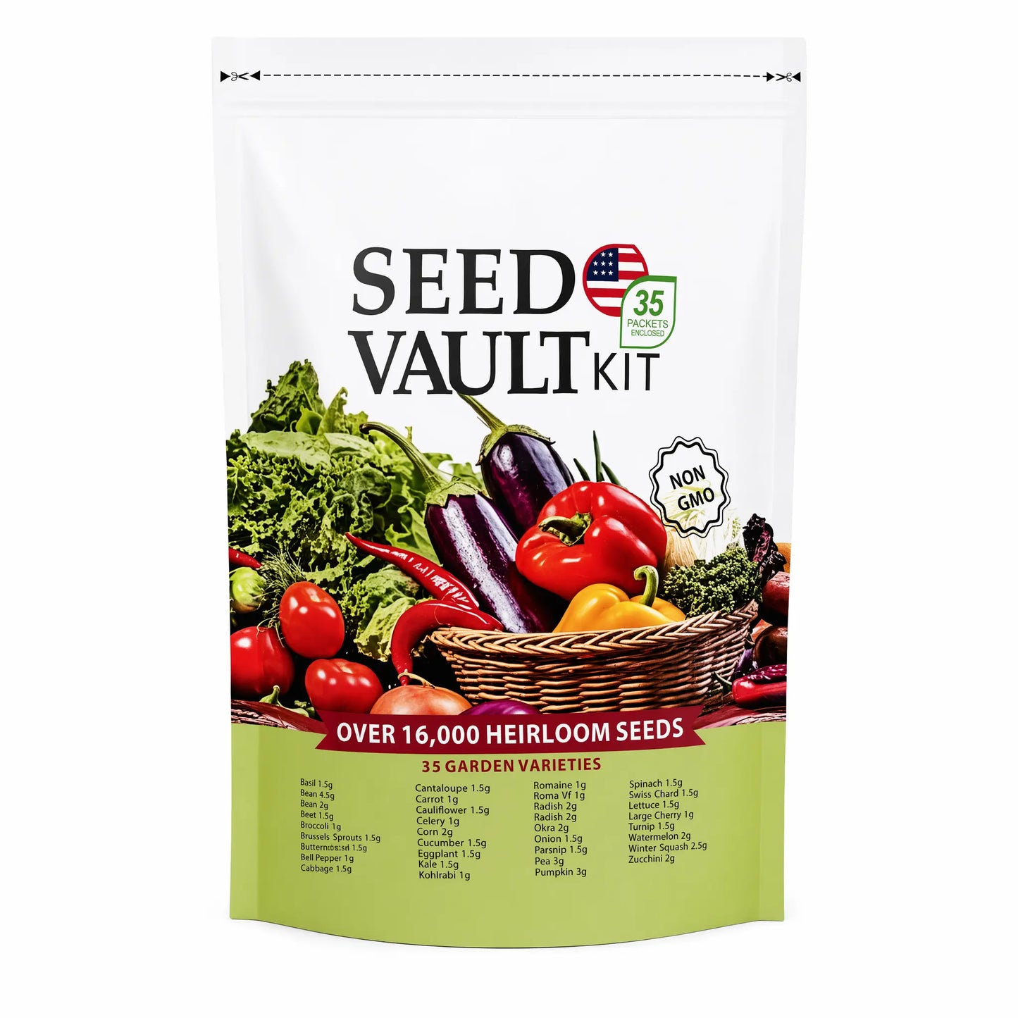 Heirloom Vegetable Seed Vault - 35-Variety, 90% Germination Rate, 16000+ Non-Gmo Survival Stock, Seedling Packet Vegetables, Broccoli Seeds, Grow Kit, Home Garden Emergency Supply, Beginner Gardening Gift, Double-Flowered Moss Rose Annual, Broccoli Seeds