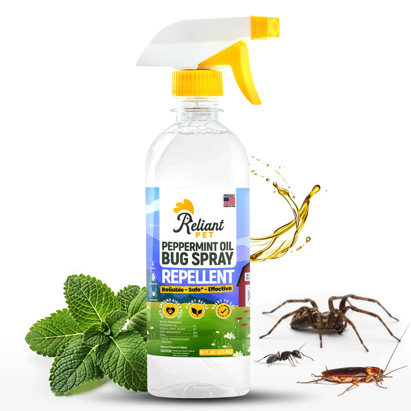Reliant Pet Peppermint Oil Bug Spray - Deals for You Days - [16Oz and Made in USA ] Ants, Spiders, Roaches - Safe for USE around Kids and Pets - Effective & Usage