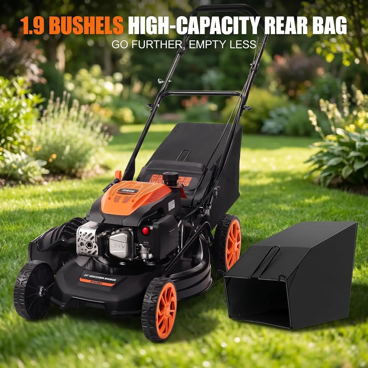 【Deals for You】Efurden 21" Self-Propelled Gas Lawn Mower – 170CC 4-Stroke Engine, 7 Cutting Heights, 3-In-1 Mulch/Bag/Discharge, 1.9-Bushel Large Grass Collector, EPA Compliant