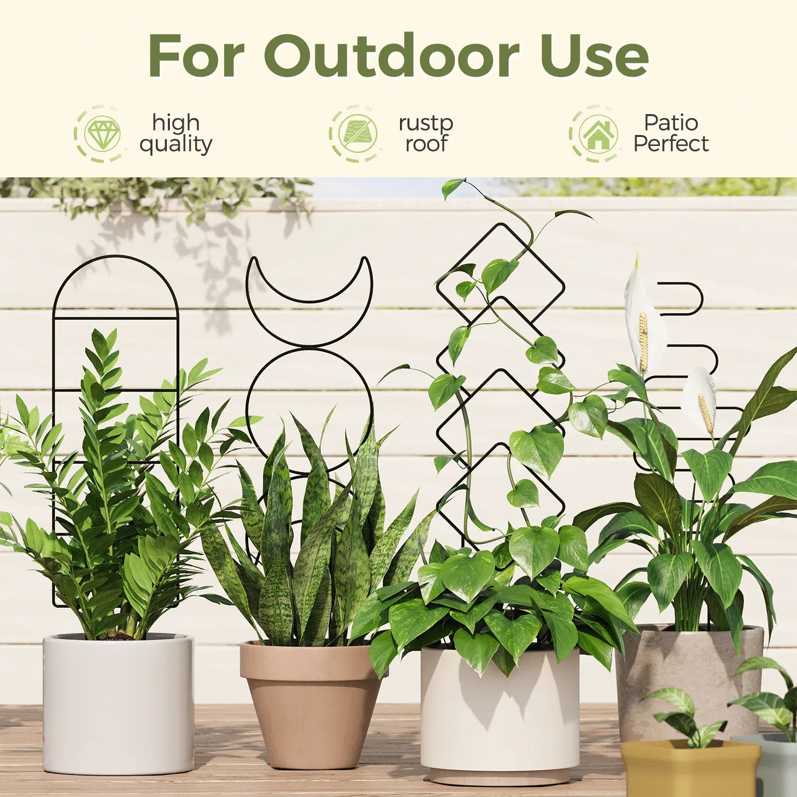 Bamworld Plant Trellis for Climbing Plants Indoor, 41 Cm Metal Trellis for Potted Plants, 4 Pack Small Garden Trellis with Patterns for Vine Ivy Flower Plant Support