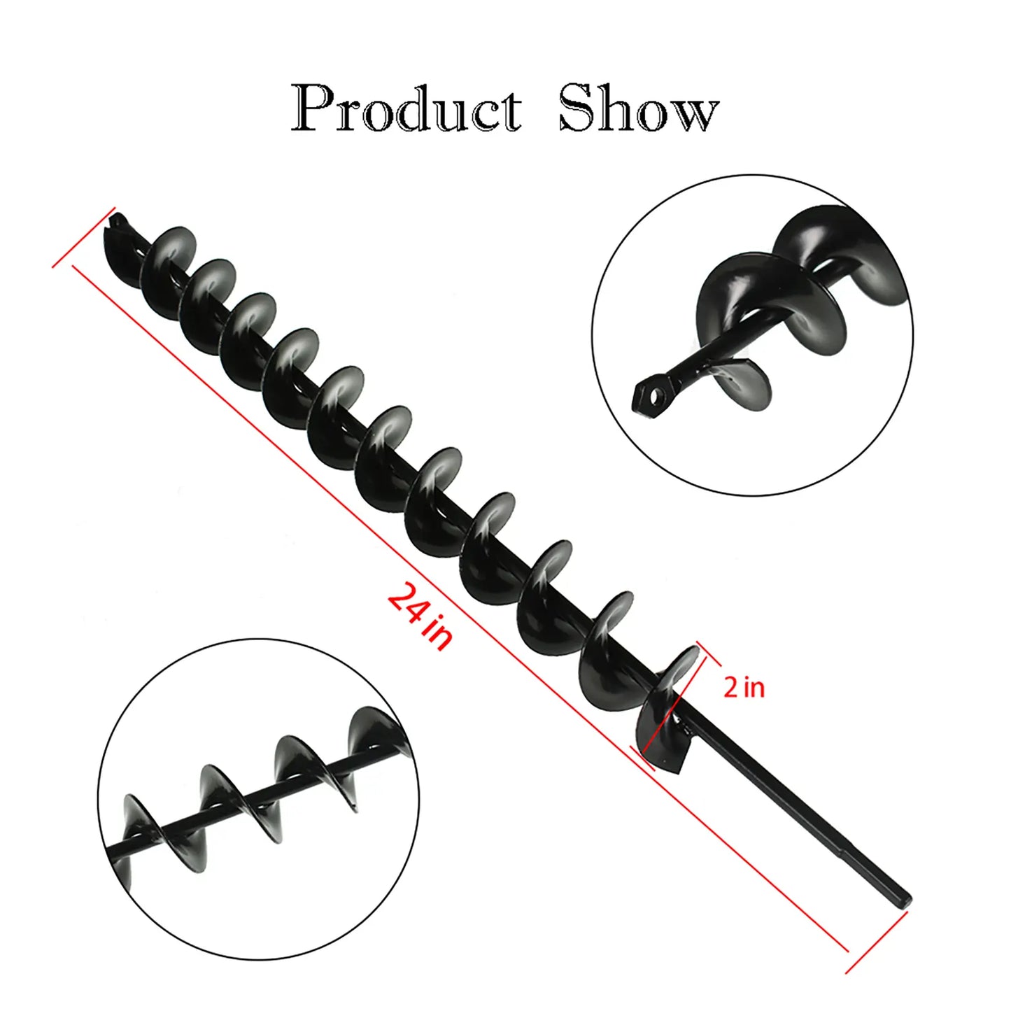 2"X24" Garden Spiral Auger Drill Bit, Rapid Flower Planting Planter Tool, 1-Piece Power Tool Accessories
