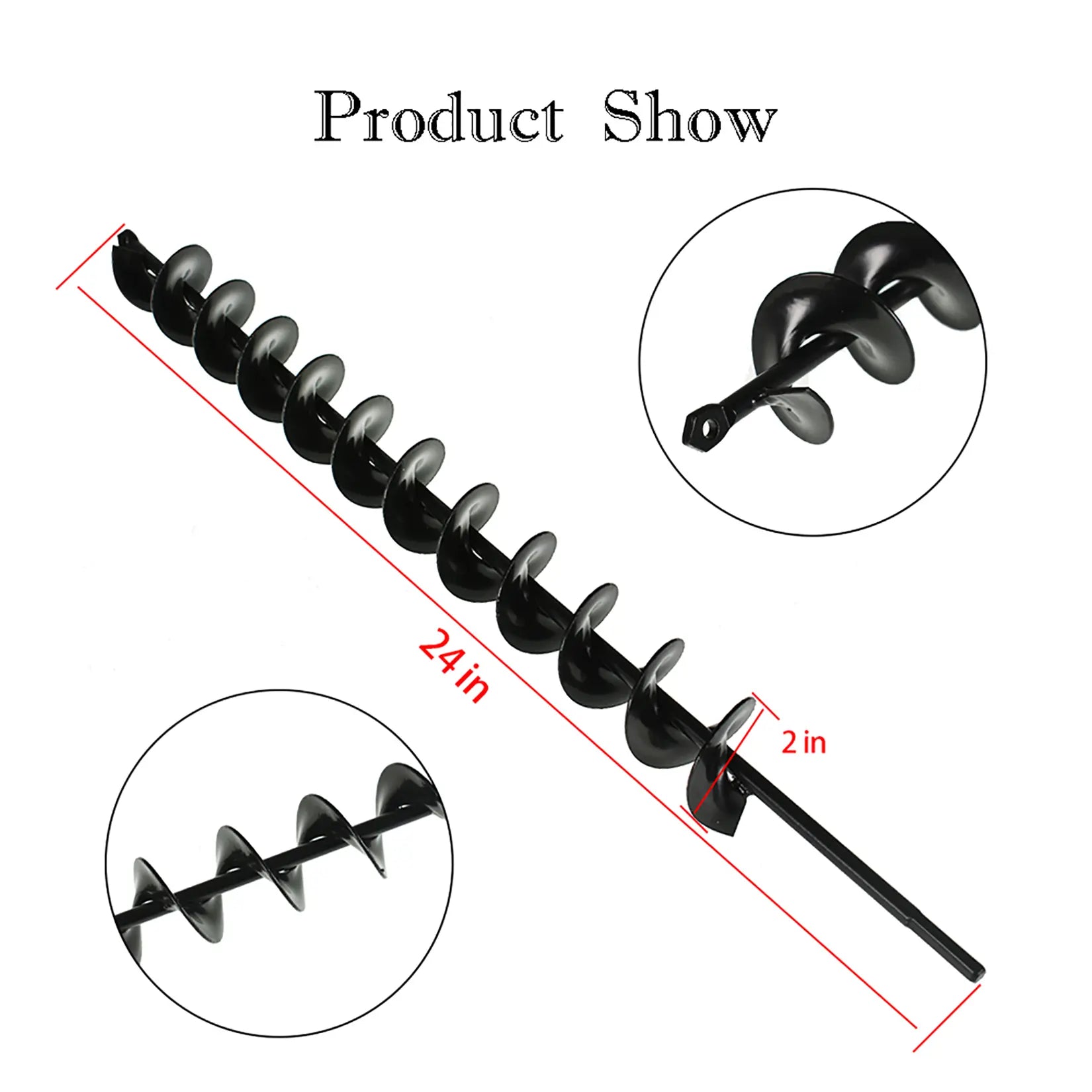 2"X24" Garden Spiral Auger Drill Bit, Rapid Flower Planting Planter Tool, 1-Piece Power Tool Accessories