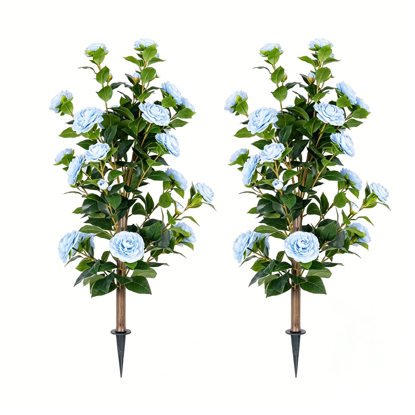 35" Realistic Artificial Camellia Tree, 2 Pcs No Fading Fake Flower Shrub, Weather Resistant Artificial Plants for Bedroom Patio Wedding Home Decoration, Best Housewarming Present