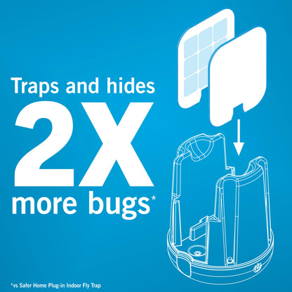 Safer Home Catch 360° Cordless Insect Trap with UV LED Light, Chemical-Free Operation, 10-Day Rechargeable Battery, Effective Indoor Fruit Fly and Gnat Control, Includes 1 Device and 2 Glue Cards