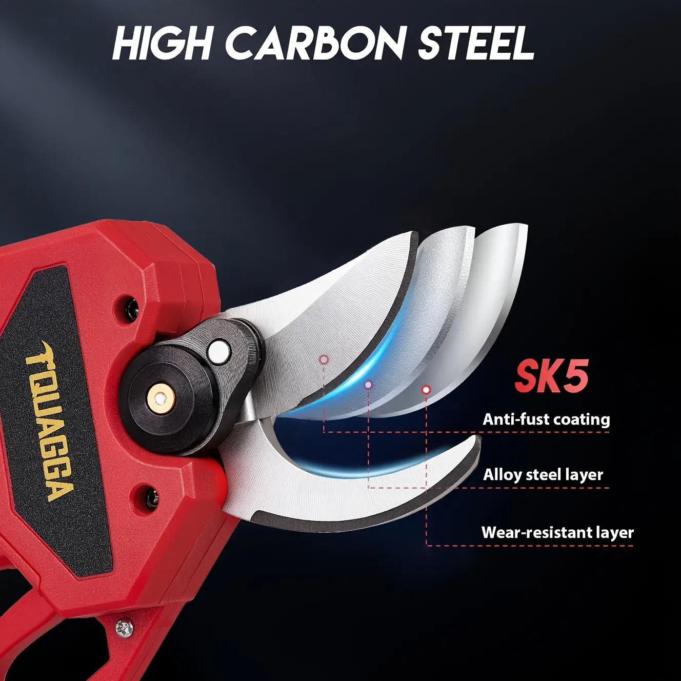 Electric Pruning Shears with Brushless Motor and SK5 Steel Blade - 30mm Cutting Diameter for Garden and Orchard Trimming