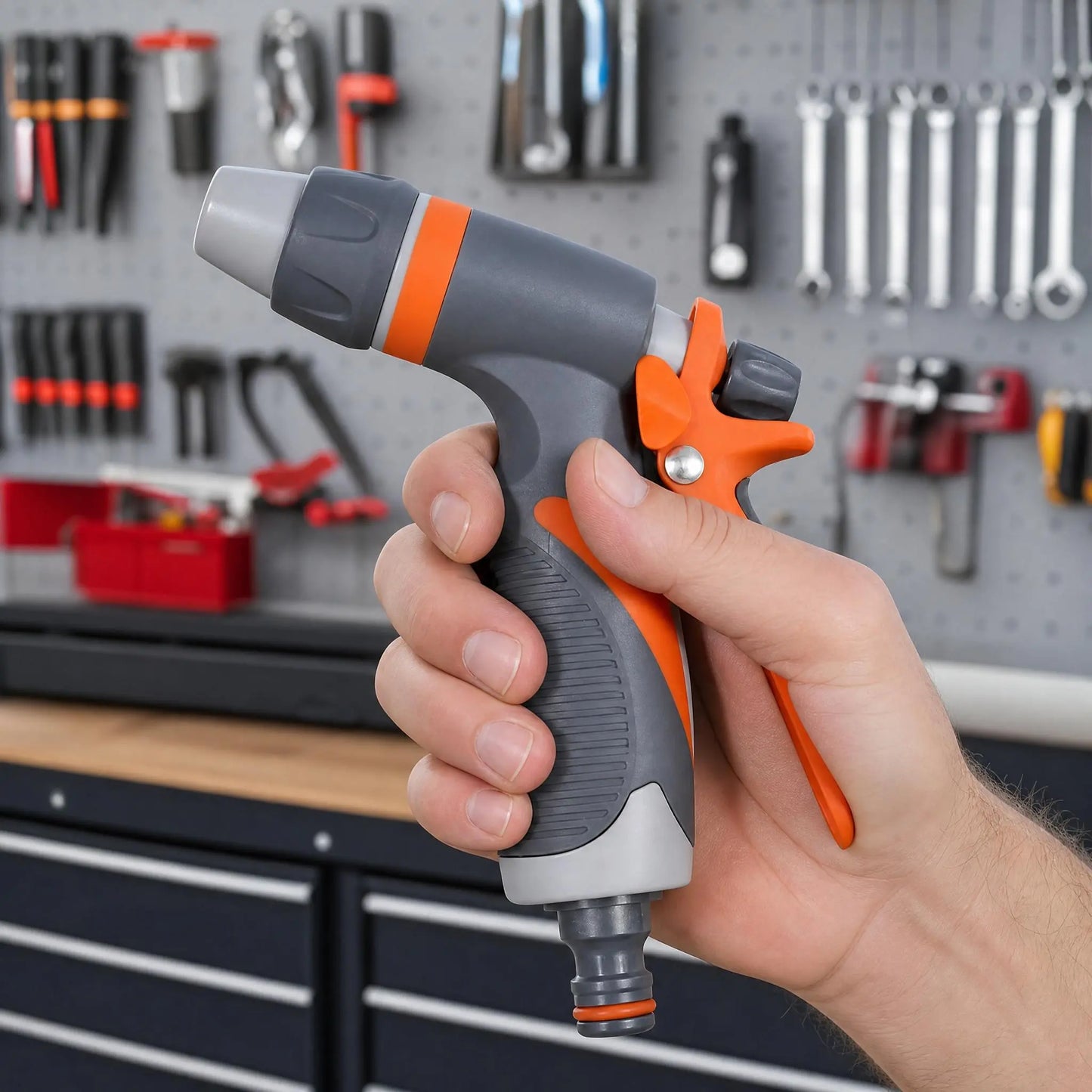 MREGB Adjustable Garden Hose Nozzle - Multi-Functional Hand Sprayer for Car Washing, Lawn Irrigation, Plant Care, and Pet Bathing with Ergonomic Design and High-Pressure Sprinkler Features Including Quick Connect Adapters
