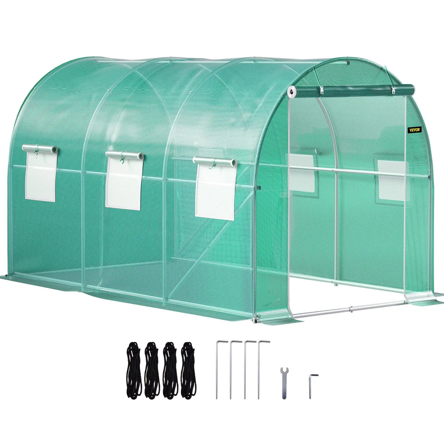 【Fathersdaygift】Vevor Walk-In Tunnel Greenhouse Portable Hot Housemax. 20 X 10 X 7 Ftgalvanized Steel Hoops3 Top Beams2 Zippered Doorsdiagonal Poles, Tunnel Enclosure Houses,Campingessentials,Outdoorfurnitureset,Campinggear