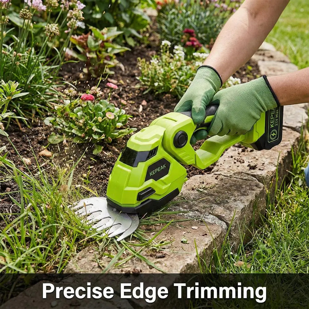 【Dealsforyou】Cordless Hedge Trimmer 21V with Battery and Charger, 220Mm Electric Bush Trimmer, Portable Garden Shrub Trimmer with Storage Bag