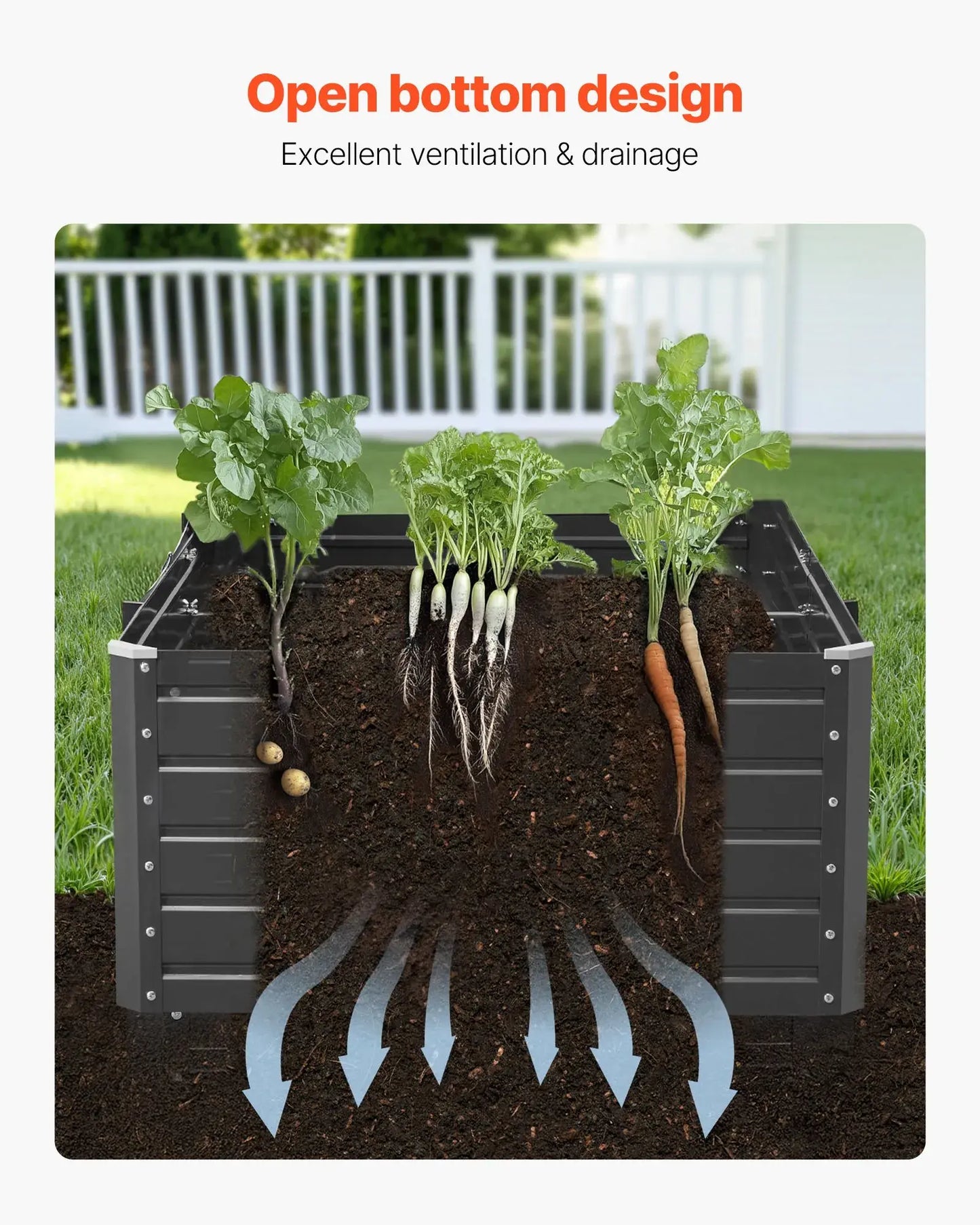 【Dealsforyoudays】Vevor Galvalume Metal Raised Garden Bedgray Outdoor Planter Box with Open Bottom Designlarge Raised Garden Beds for Growing Vegetablesflowers, Garden Boxes Outdoor Raised, Planting Container