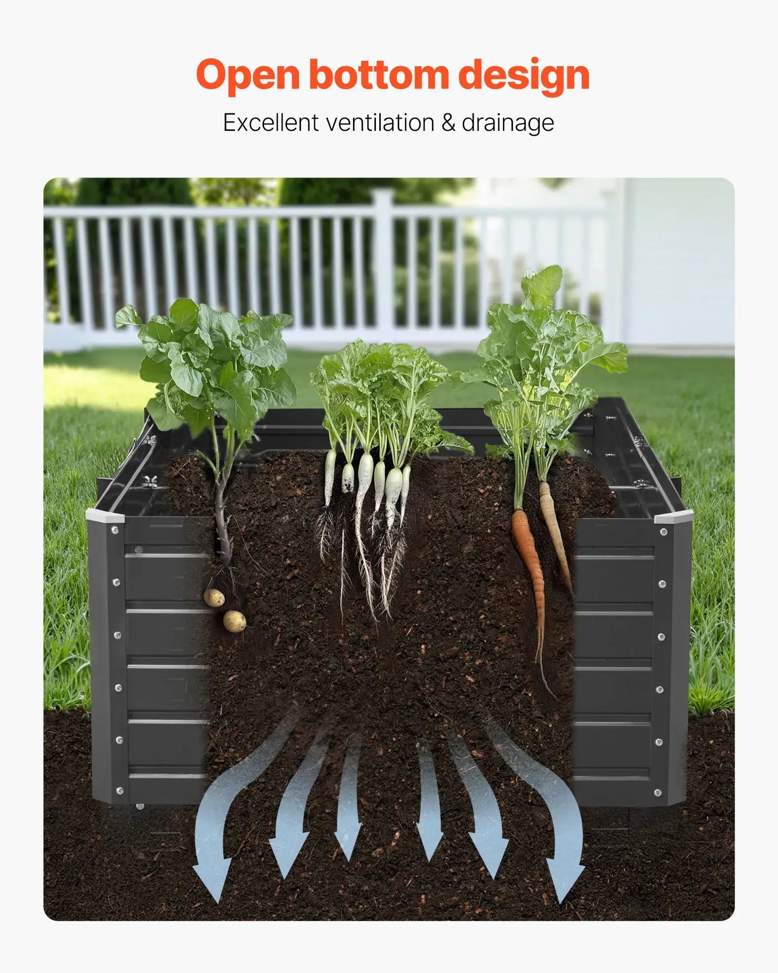 【Dealsforyoudays】Vevor Galvalume Metal Raised Garden Bedgray Outdoor Planter Box with Open Bottom Designlarge Raised Garden Beds for Growing Vegetablesflowers, Garden Boxes Outdoor Raised, Planting Container