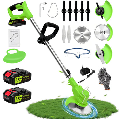 Kepeak Cordless Weed Trimmer with Dual Rechargeable Batteries, Electric Grass Edger Featuring Adjustable Height and 90° Rotating Head, Lightweight Lawn Care Tool for Yards, Patios, and Flower Beds