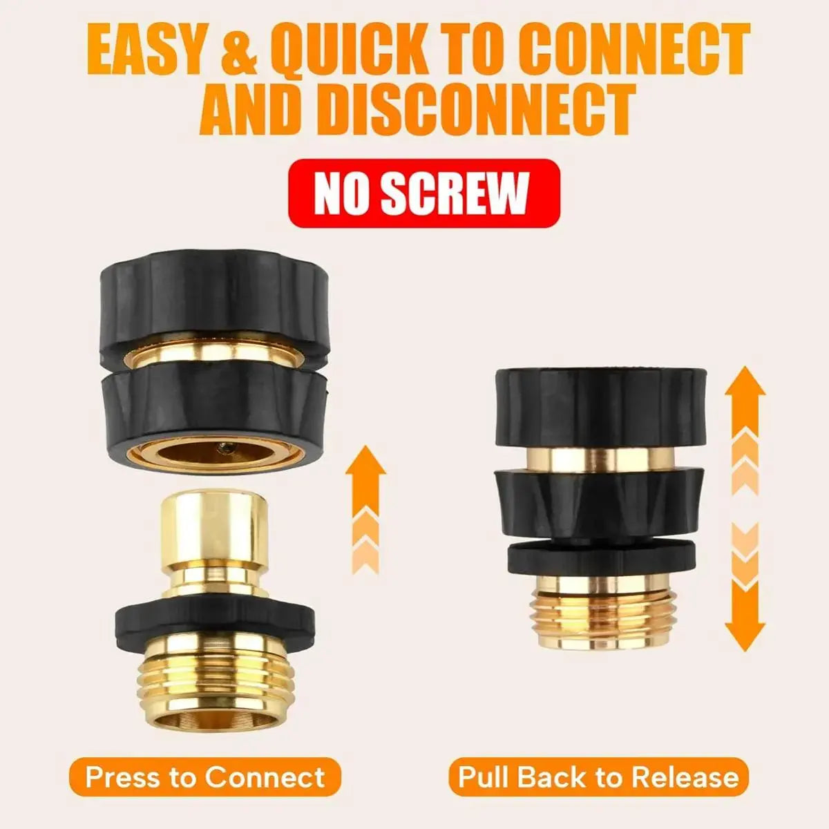 Garden Hose Quick Connector, 3/4 Inch Male and Female Garden Hose Fitting Quick Connector Rubber Washers Leak Proof Durable Aluminum,4 Set Fathersdaygift
