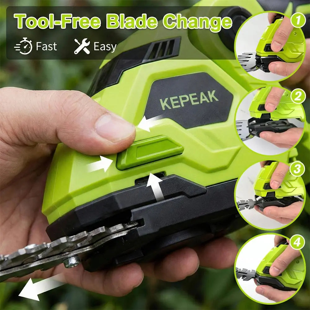 【Dealsforyou】Cordless Hedge Trimmer 21V with Battery and Charger, 220Mm Electric Bush Trimmer, Portable Garden Shrub Trimmer with Storage Bag