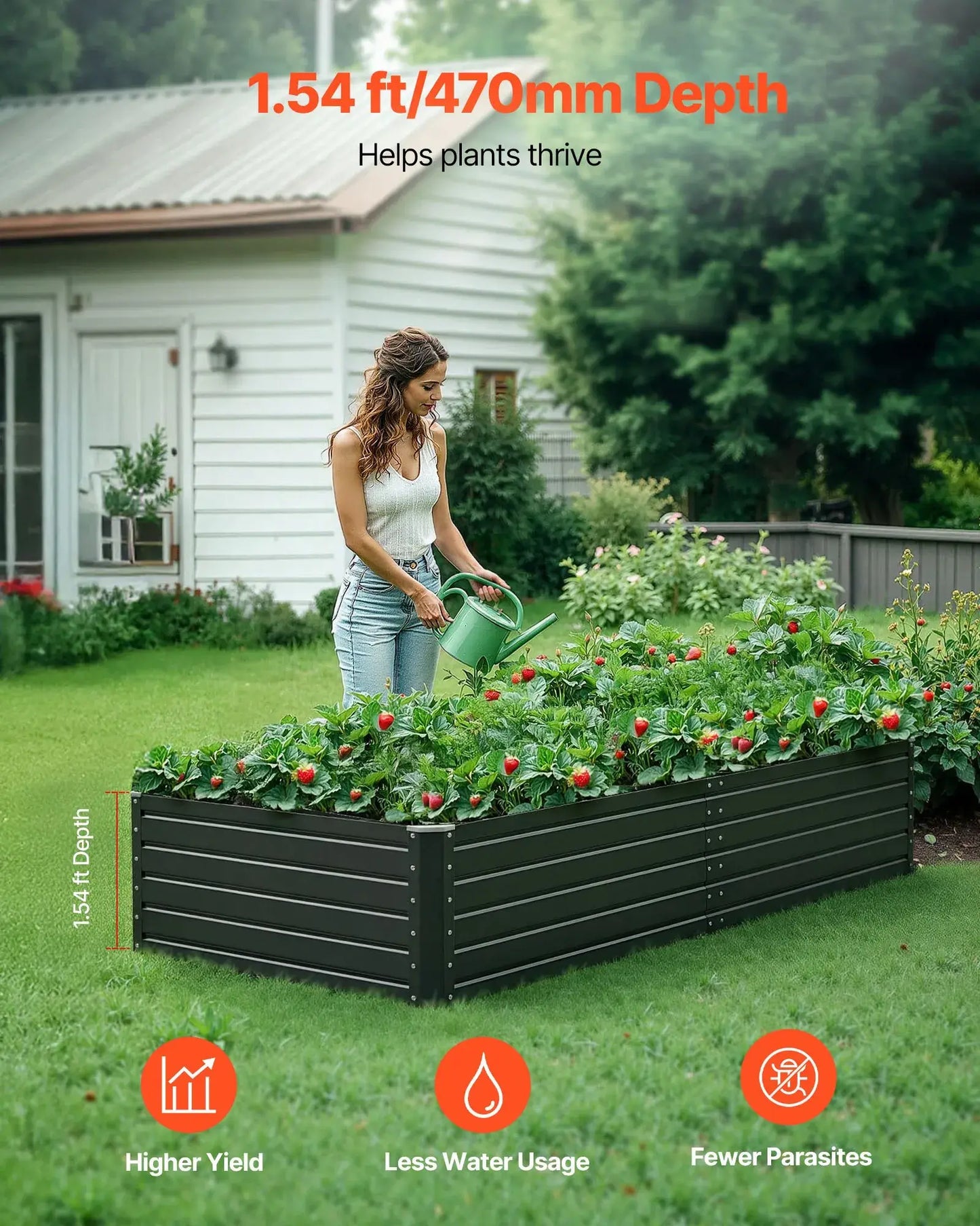 【Dealsforyoudays】Vevor Galvalume Metal Raised Garden Bedgray Outdoor Planter Box with Open Bottom Designlarge Raised Garden Beds for Growing Vegetablesflowers, Garden Boxes Outdoor Raised, Planting Container