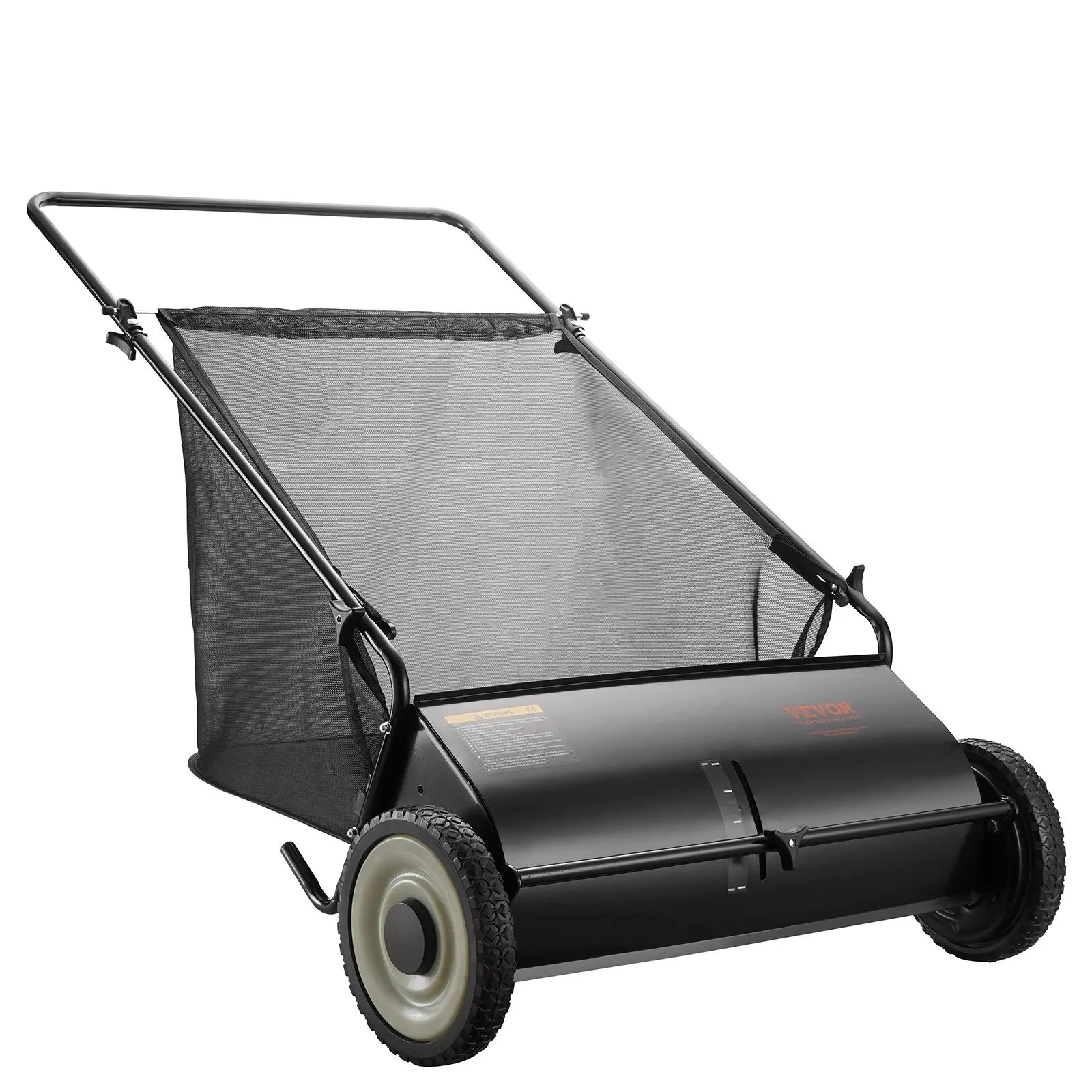【Dealsforyoudays】Vevor Push Lawn Sweeper 26 Inch Leaf & Grass Collectorstrong Rubber Wheels & Heavy Duty Thickened Steel Durable to Use with Large Capacity 7 Ft³ Mesh Collection Bag4 Spinning Brushes