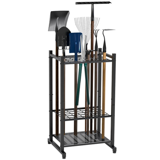Sttoraboks Garden Tool Organizer, Yard Tool Rack for Garage Organization and Storage, Heavy Duty Steel Tool Holder, Garden Tool Stand for Shed, Basement, Outdoor