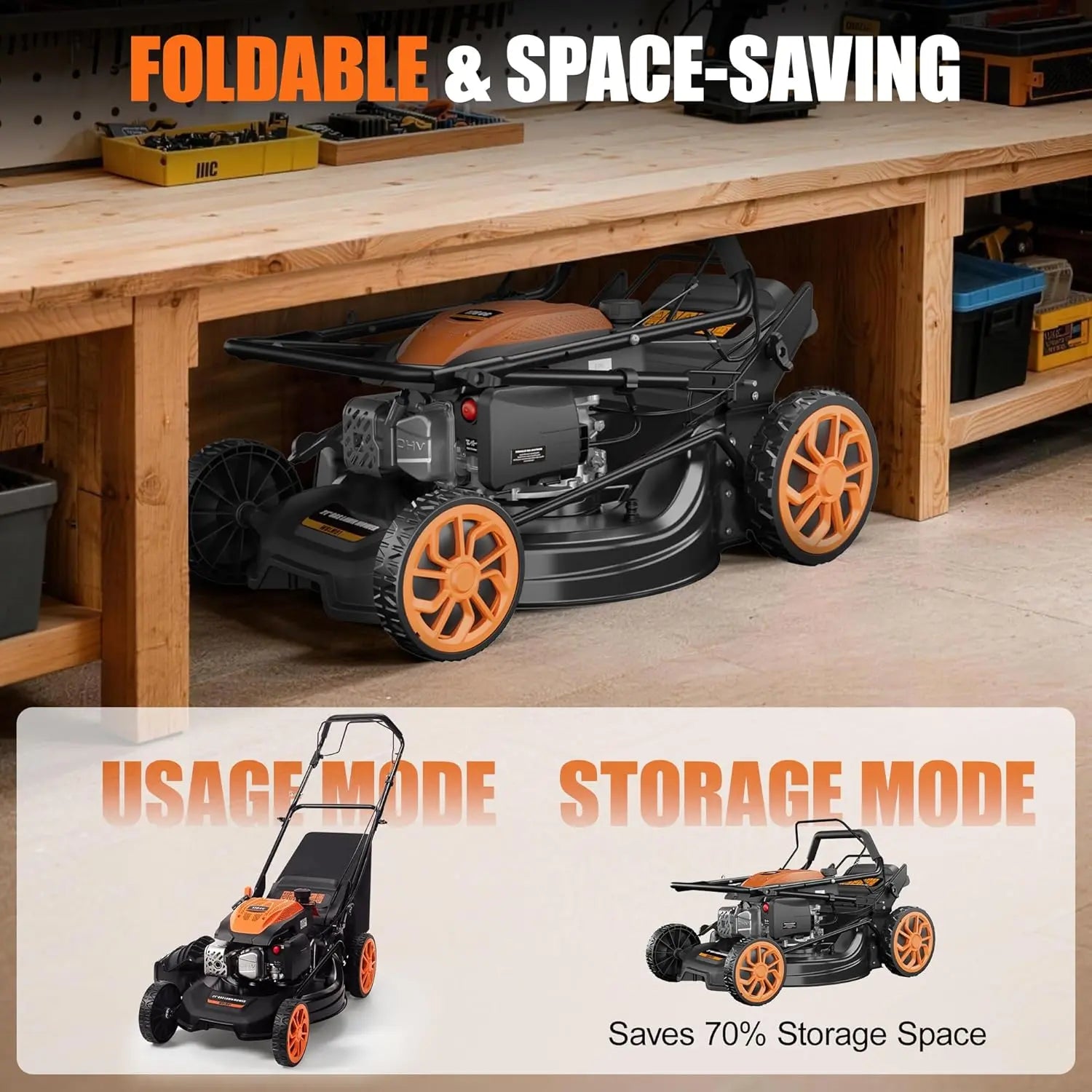 【Deals for You】Efurden 21" Self-Propelled Gas Lawn Mower – 170CC 4-Stroke Engine, 7 Cutting Heights, 3-In-1 Mulch/Bag/Discharge, 1.9-Bushel Large Grass Collector, EPA Compliant