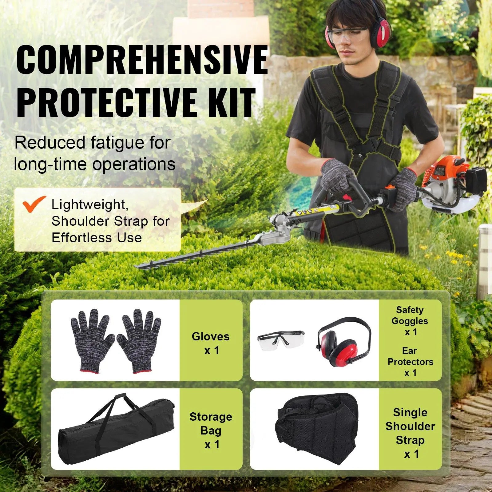 【Dealsforyoudays】Vevor 52CC 6-In-1 Multi-Functional Trimming Tools with Gas Hedge Trimmer, , Weed Eater, String Trimmer, Brush Cutter, Edger & Pole Saw Chainsaw Pruner Whacker Shoulder VEVOR Super Brand Day