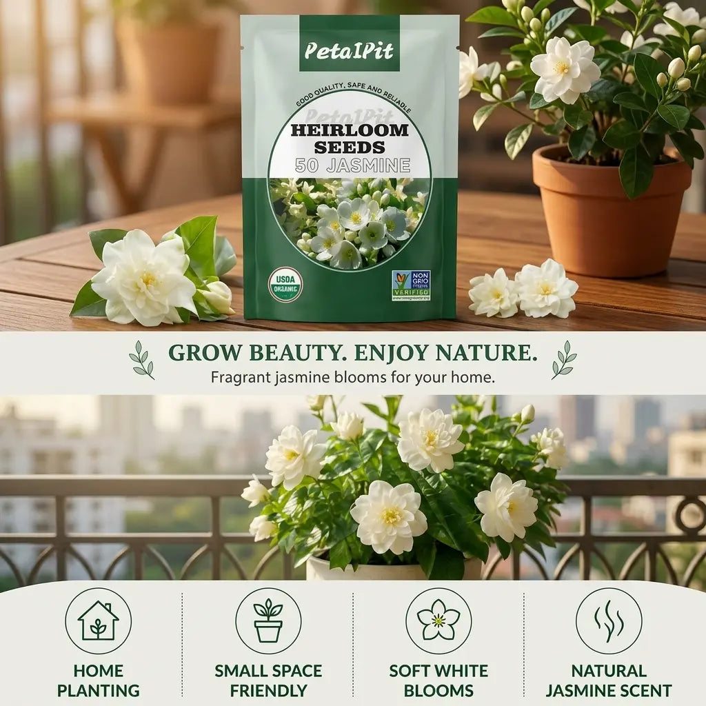 For 50 Non-Gmo Climbing Silver Jasmine Seeds - Aromatic Evergreen, Ideal Decor Choice for Garden & Balcony