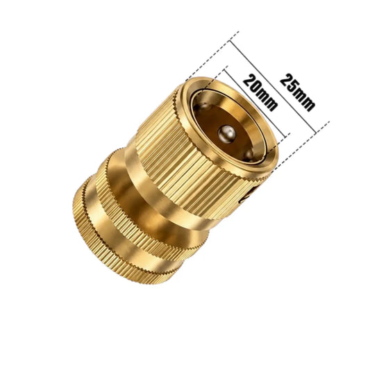 Garden Hose Quick Connector, 1 PCS Solid Brass 3/4 Inch GHT Thread Fitting(No Sprayer), No-Leak Water Hose Female & Male Adapter, Garden Hose Connectors