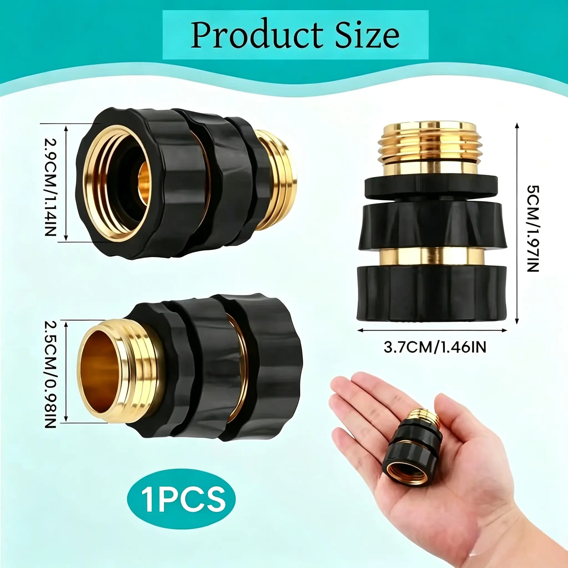 Garden Hose Quick Connector, 3/4 Inch Male and Female Garden Hose Fitting Quick Connector Rubber Washers Leak Proof Durable Aluminum,4 Set Fathersdaygift