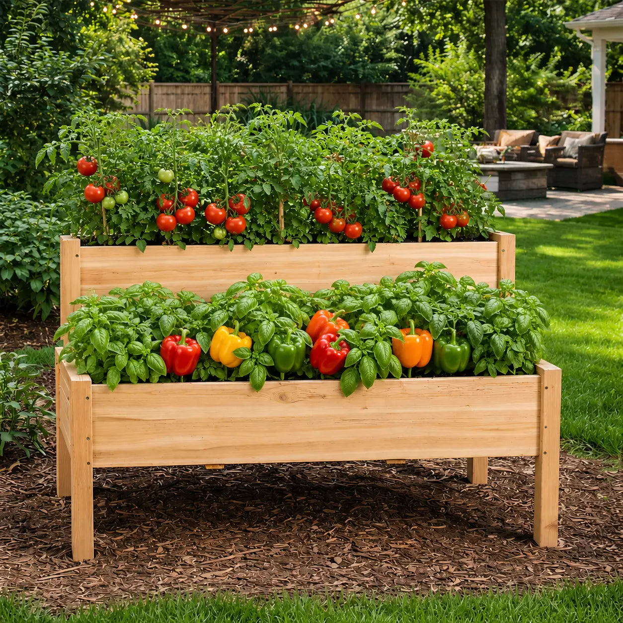 【Extra Large】Yaheetech 2-Tier Wooden Raised Garden Bed, Elevated Planter Box for Vegetables and Herbs, Patio Balcony Backyard