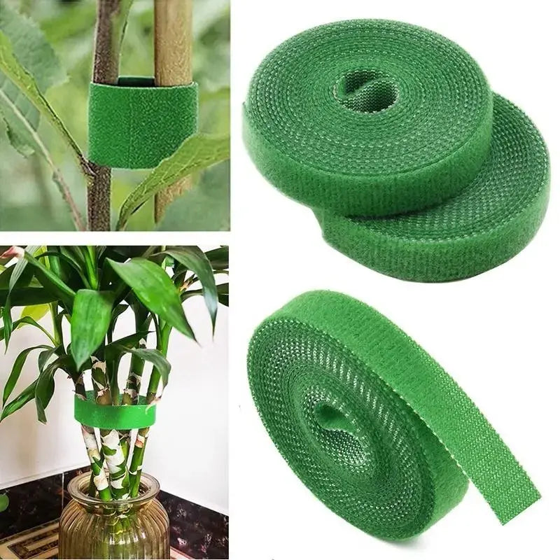 Green Garden Plant Ties Roll, Reusable Hook Loop Plant Support Tape for Tomatoes, Vines & Climbing Plants, Nylon Garden Twine for Bamboo Stakes, Outdoor Garden Supplies & Accessories Summerwins