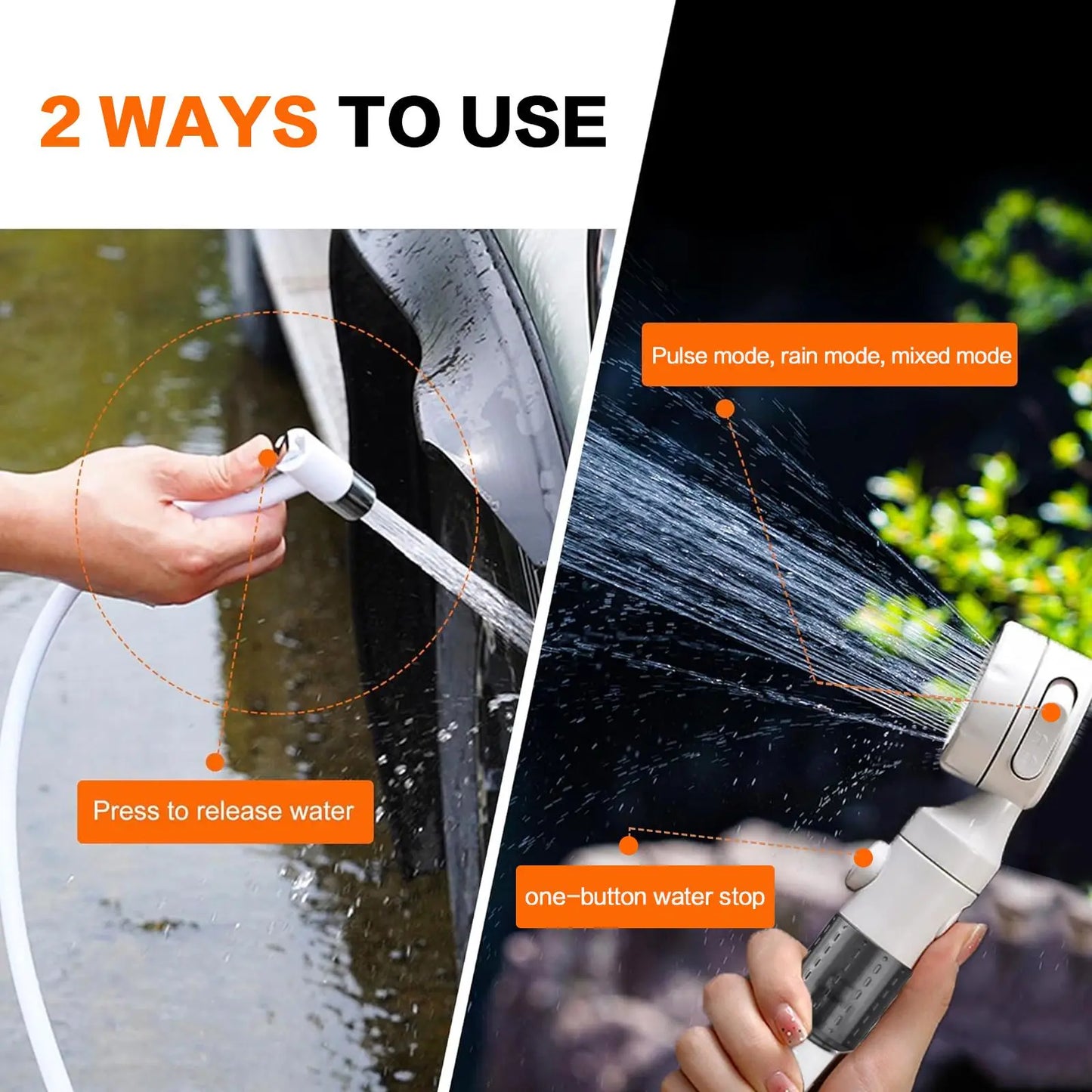 Rechargeable Water Pump Set, Portable Shower Head for Outdoor Travel Camping, Rechargeable Camping Showerhead, Camping Accessories, Camping Equipment, Camping Tools, Camping Supplies, Camping Gear, Pet Cleaning and Multifunctional Garden Drainage Tool Set