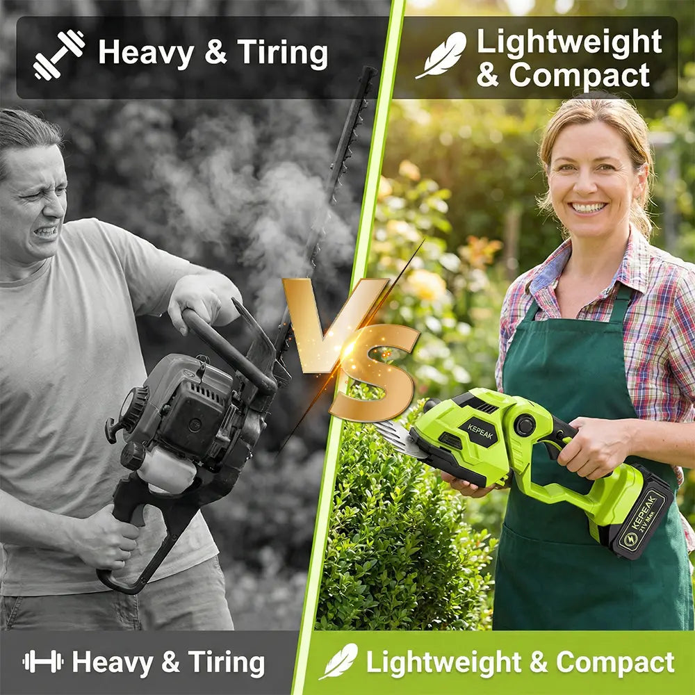 【Dealsforyou】Cordless Hedge Trimmer 21V with Battery and Charger, 220Mm Electric Bush Trimmer, Portable Garden Shrub Trimmer with Storage Bag