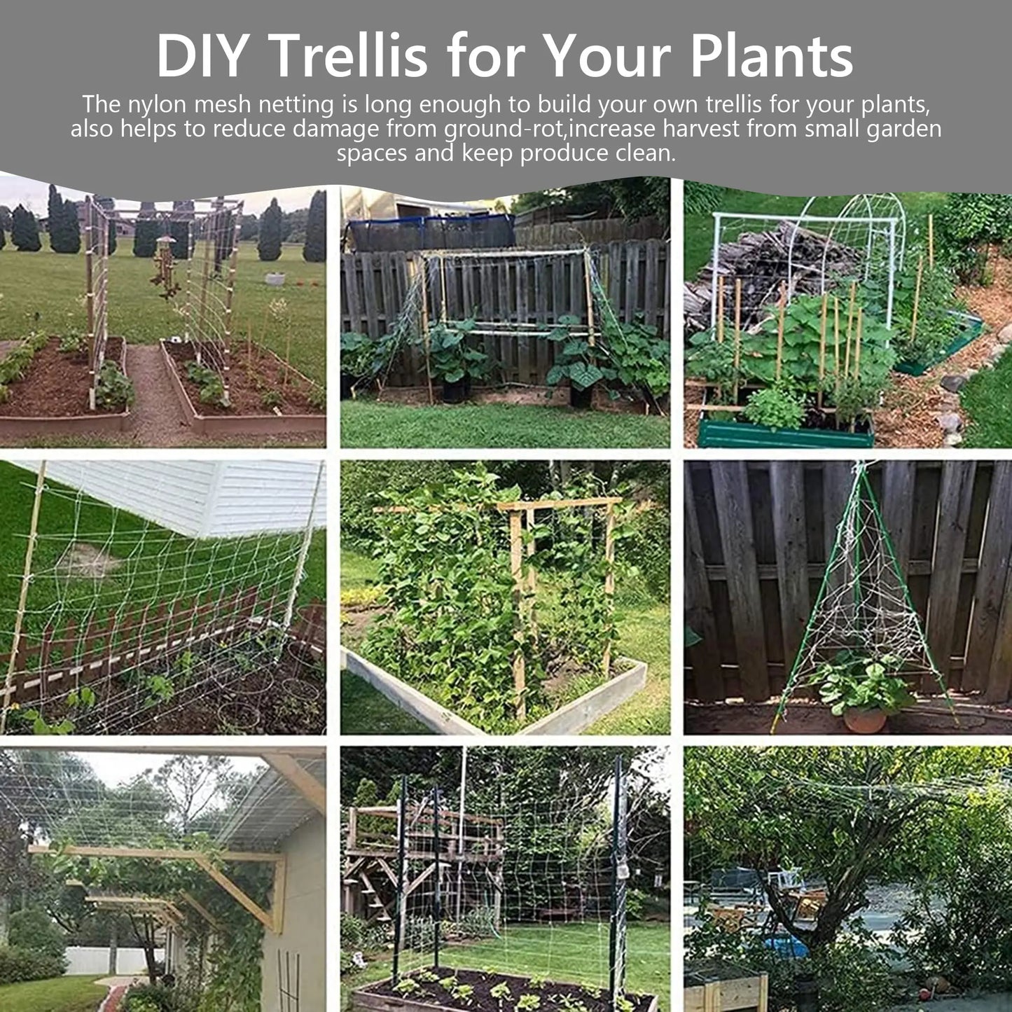 Polyester Gardening Trellis Netting - 5X30Ft Square Mesh for Climbing Plants, Tomatoes, Vining Plants, Fruit Vegetables,Campingessentials,Outdoorfurnitureset,Campinggear
