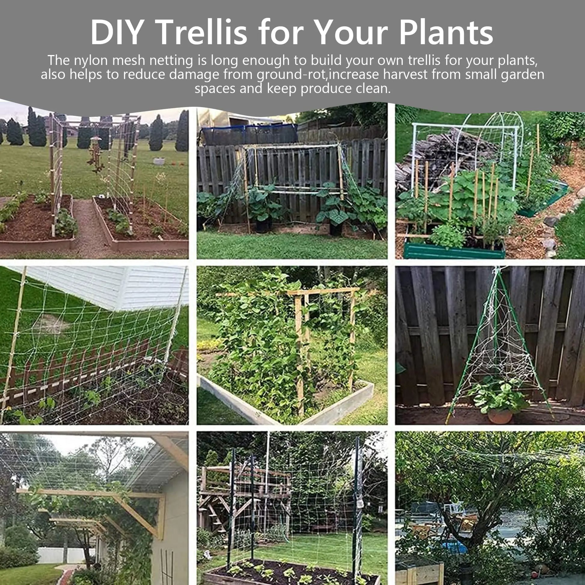 Polyester Gardening Trellis Netting - 5X30Ft Square Mesh for Climbing Plants, Tomatoes, Vining Plants, Fruit Vegetables,Campingessentials,Outdoorfurnitureset,Campinggear