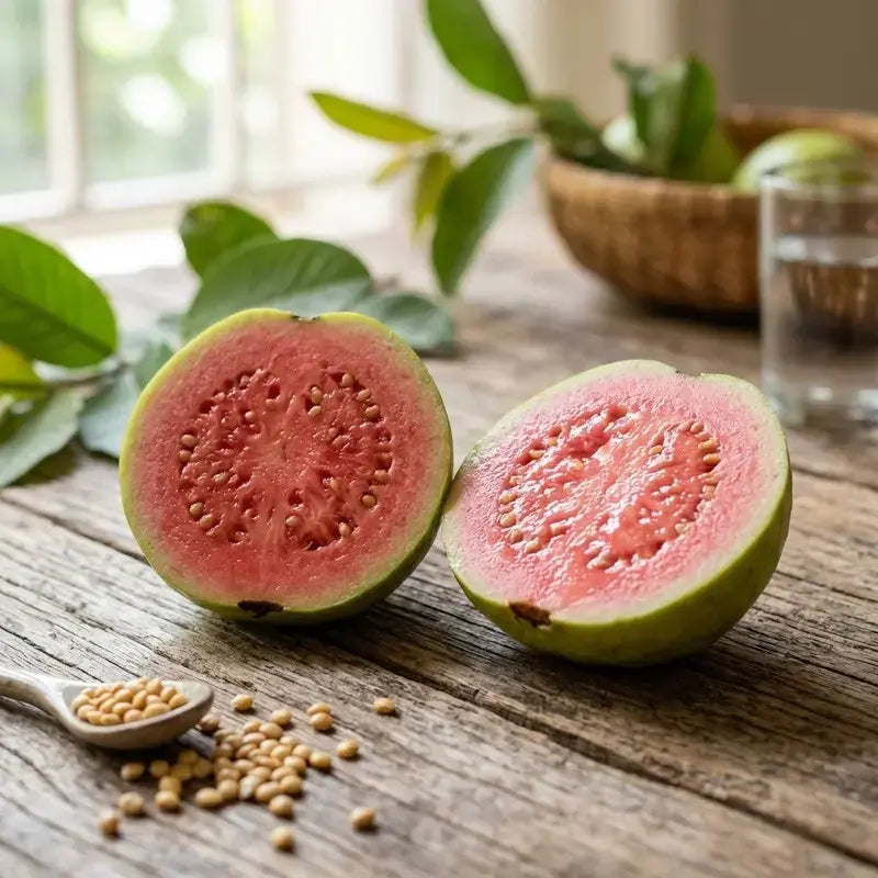 100 Non-GMO Tropical Red Guava Seeds for Home Gardening - Grow Exotic and Delicious Fruit Indoors