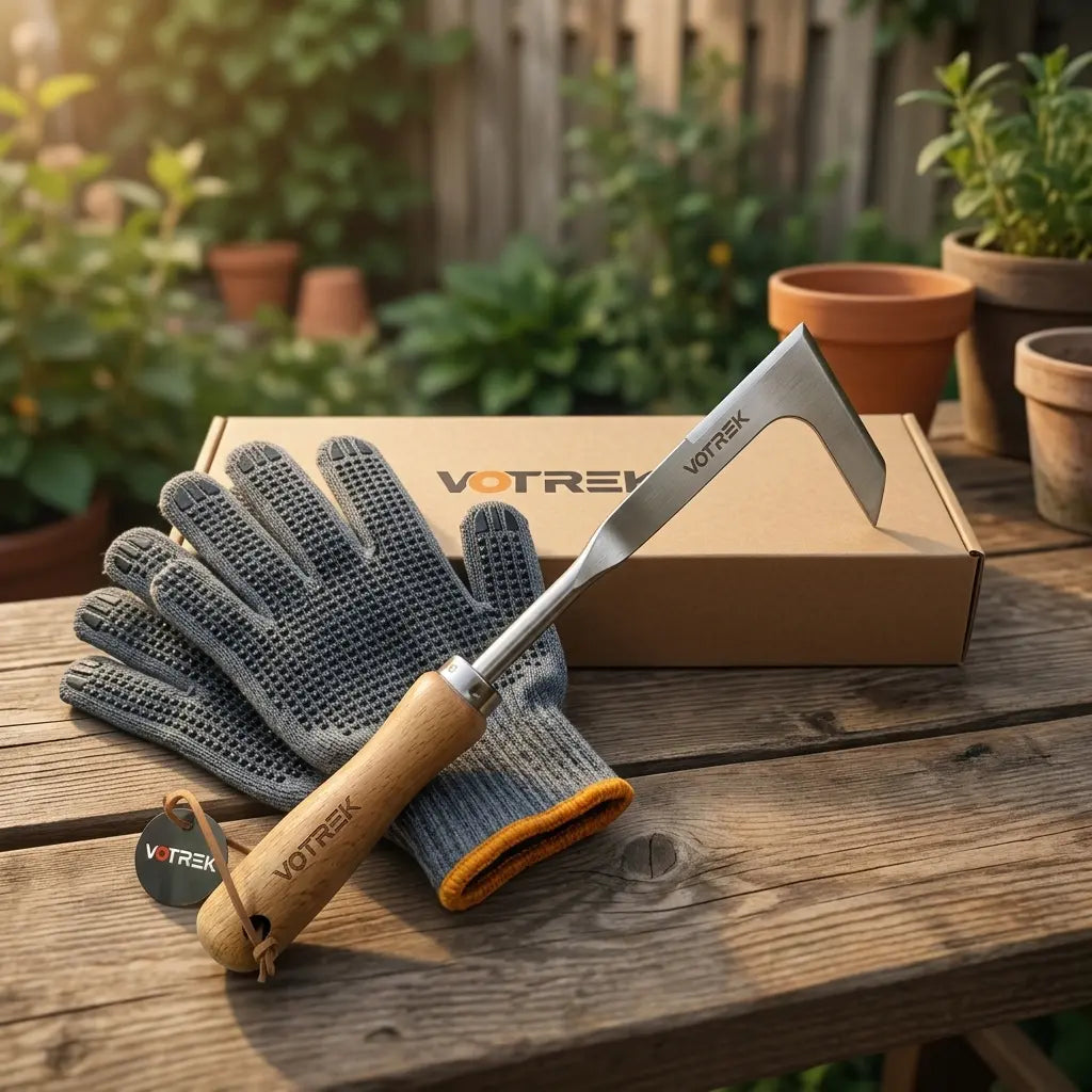 【Dealsforyoudays】Stainless Steel Crevice Weeder | Ergonomic Wood Handle Grass Puller | Driveway & Paver Gap Cleaner