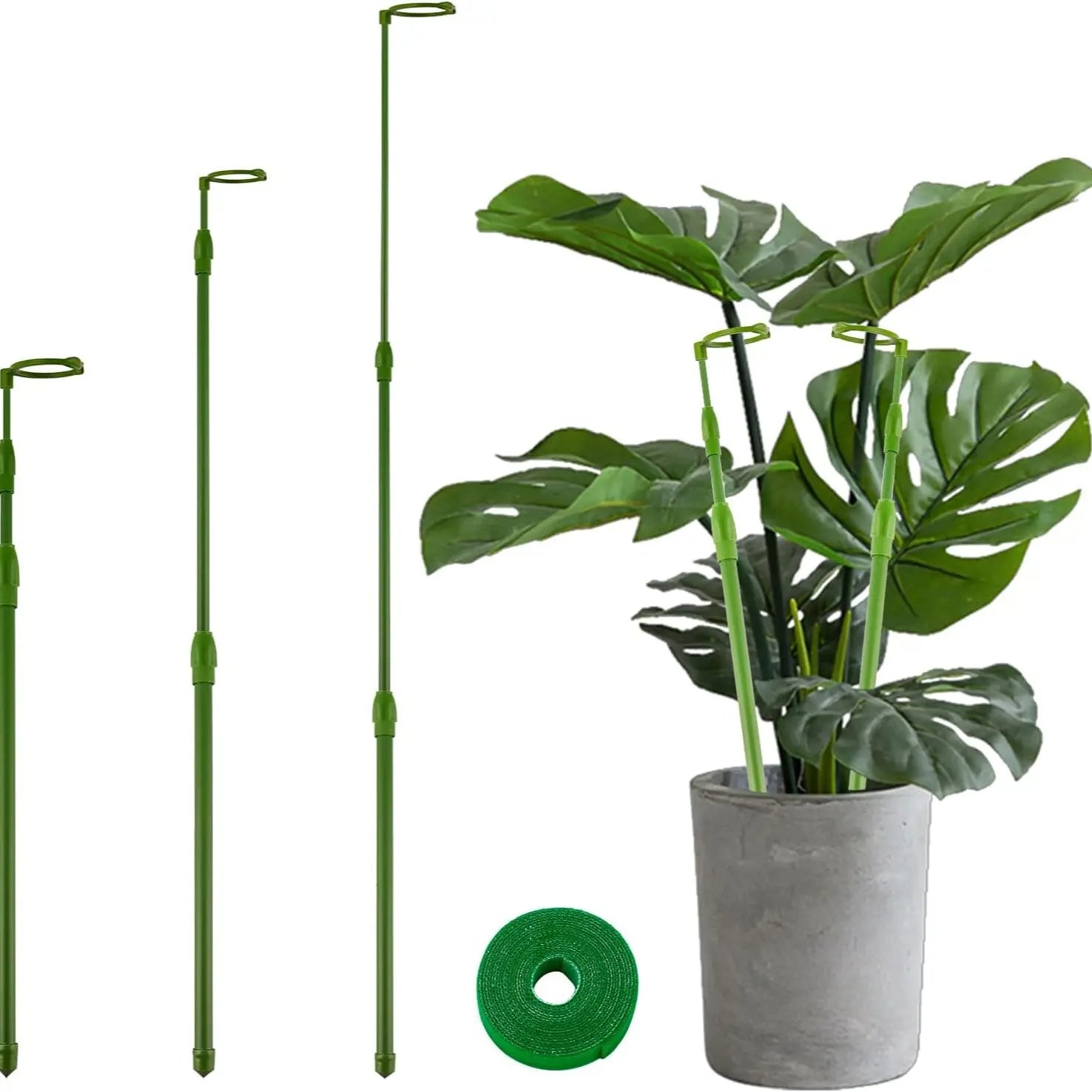 3 Pack Extendable Plant Stakes, 16.5-42.5 Inch Plant Stakes for Indoor Outdoor, Adjustable Monstera Plant Support Sticks with Clips for Clombing Plants, Vine, Orchid, Tomato, Vegetables Greenhouse Accessories