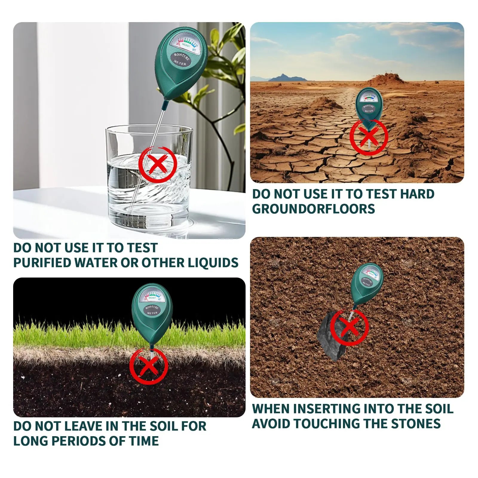 Soil Moisture Meter, Soil Tester, Moisture Meter Plants, Soil Moisture Tester, Soil Water Tester for Plants, Plant Moisture Monitor, No Battery Needed