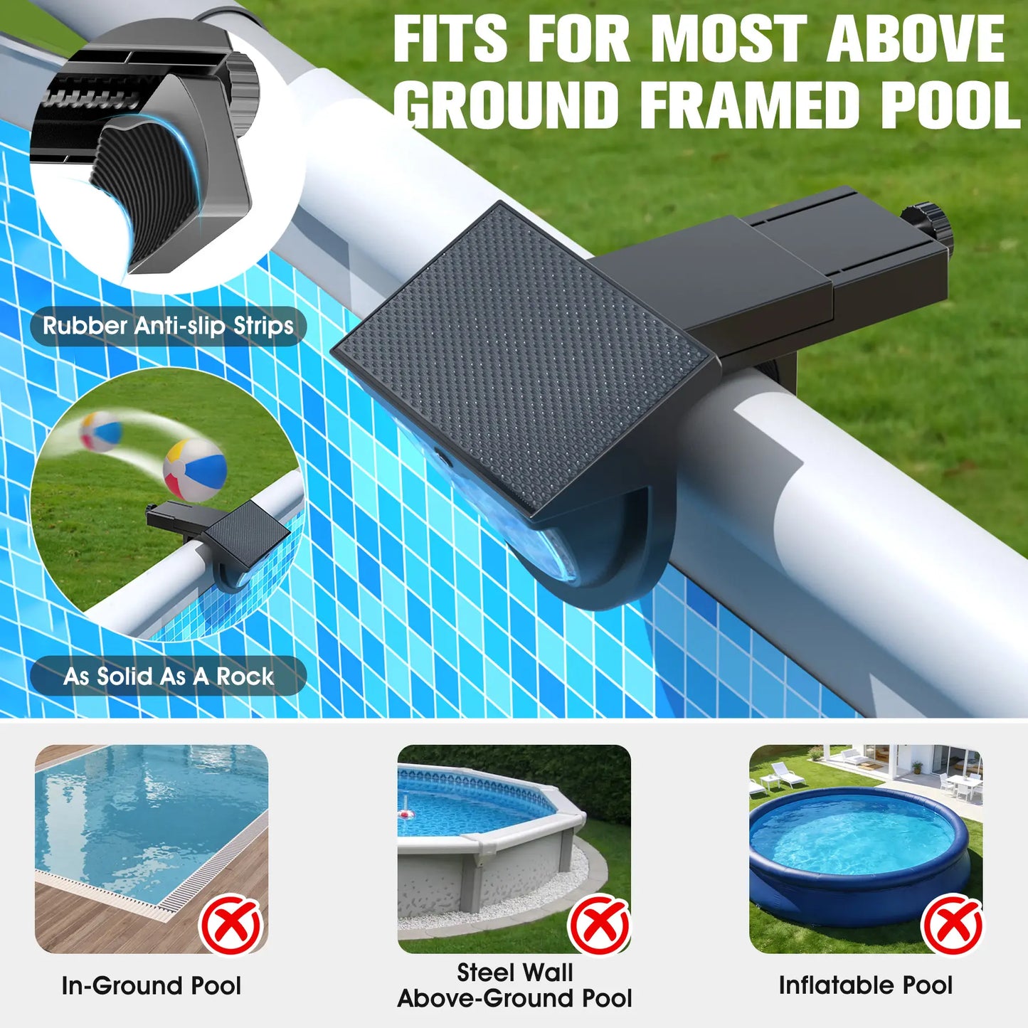 Upgraded 2026 Solar Powered Waterproof Pool Lights for Above Ground Pools - Color Changing Outdoor Lighting Accessory (1 Piece)