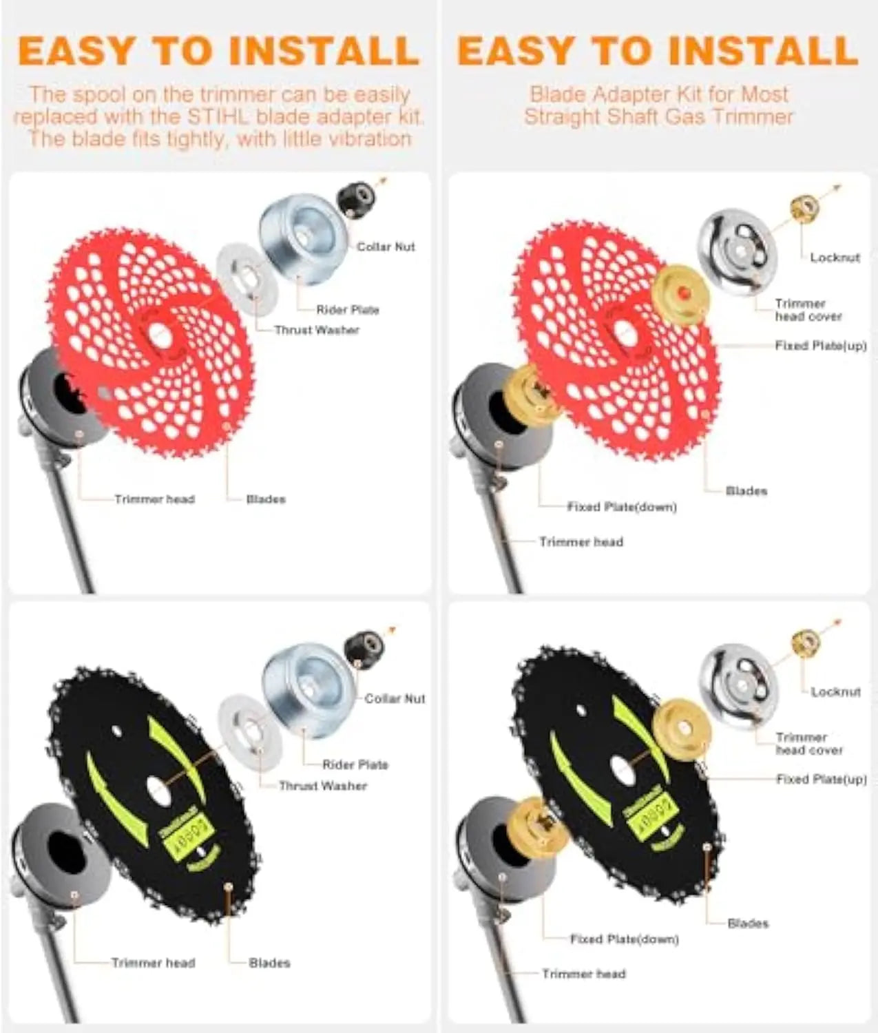 HK 9" X 20T Chainsaw Tooth Cutter, 9" X 36T Carbide Tip Brush Cutter Blades Weed Eater Blades for Brush Cutter, Trimmer, Weed Eater, Compatible with Husqvarna, Stihl, Fsx, and More