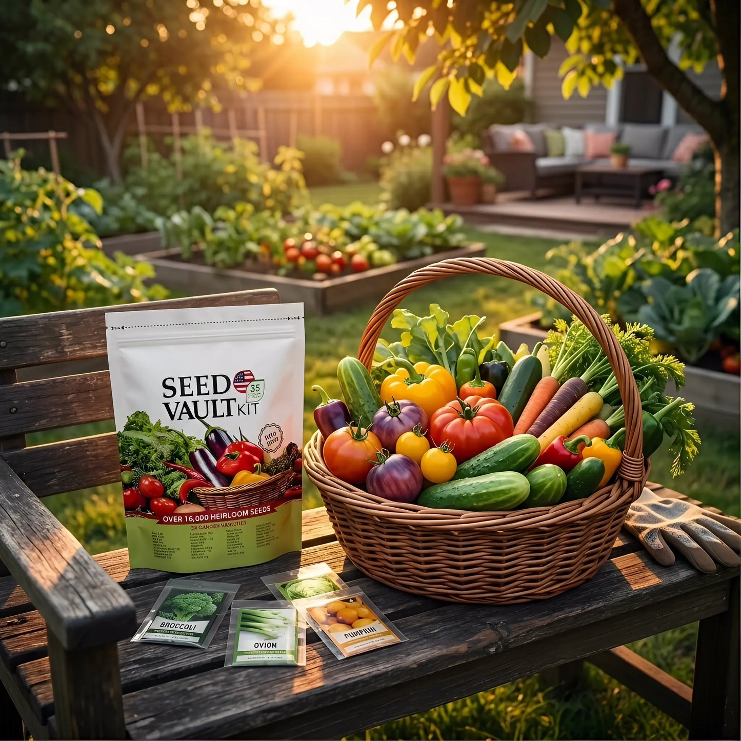 Heirloom Vegetable Seed Vault - 35-Variety, 90% Germination Rate, 16000+ Non-Gmo Survival Stock, Seedling Packet Vegetables, Broccoli Seeds, Grow Kit, Home Garden Emergency Supply, Beginner Gardening Gift, Double-Flowered Moss Rose Annual, Broccoli Seeds