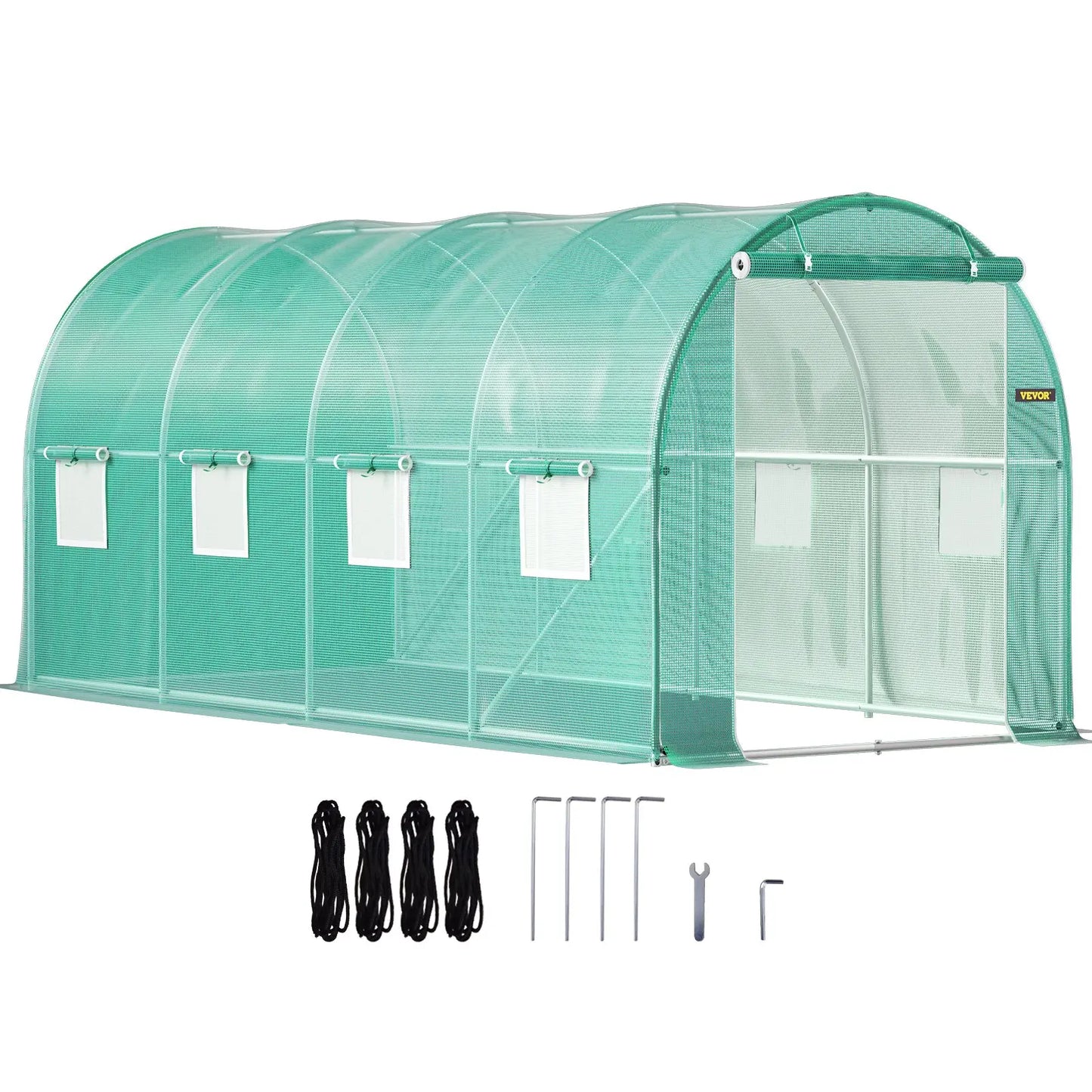 【Fathersdaygift】Vevor Walk-In Tunnel Greenhouse Portable Hot Housemax. 20 X 10 X 7 Ftgalvanized Steel Hoops3 Top Beams2 Zippered Doorsdiagonal Poles, Tunnel Enclosure Houses,Campingessentials,Outdoorfurnitureset,Campinggear